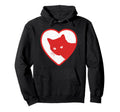 Funny Red Cat Valentines Heart Hoodie - Minimalist Print Men Women - T-Shirt, Sweatshirt, Hoodie