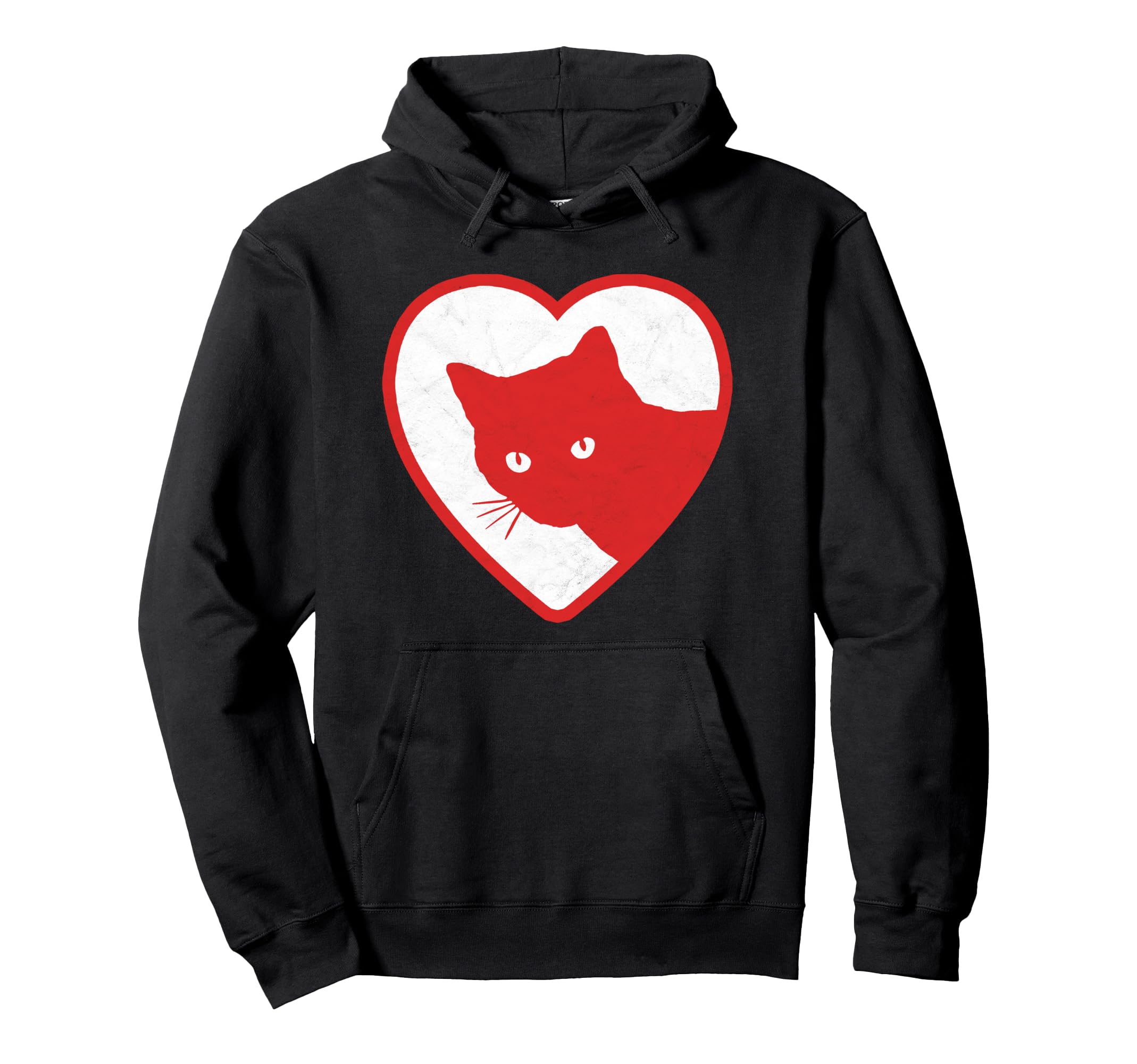 Funny Red Cat Valentines Heart Hoodie - Minimalist Print Men Women - T-Shirt, Sweatshirt, Hoodie