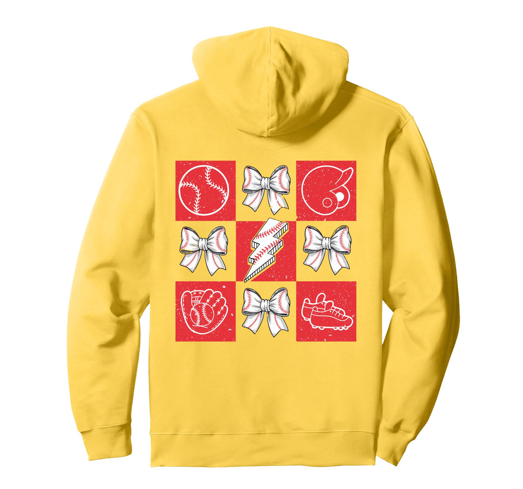 Checkered Baseball Coquette Game Day Hoodie - Fun Novelty Design Unisex - T-Shirt, Sweatshirt, Hoodie