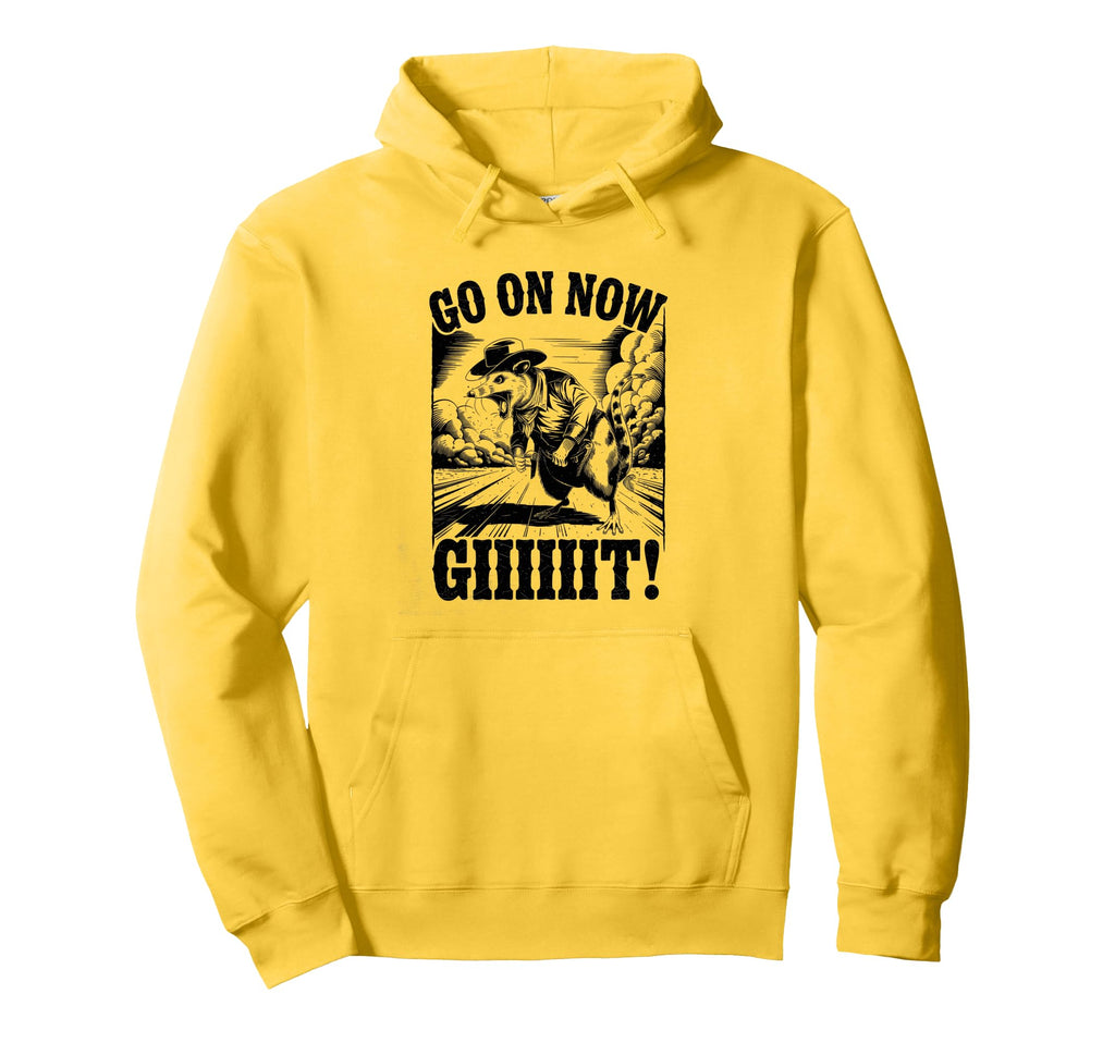 Go Now Git Cowboy Opossum Country Hoodie - Aesthetic Graphic for Adults - T-Shirt, Sweatshirt, Hoodie