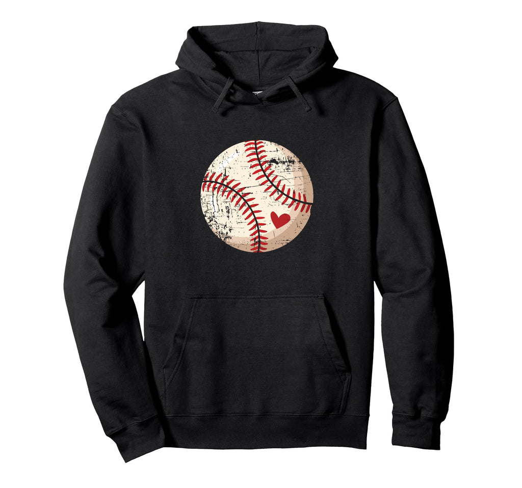 Distressed Baseball Heart Trendy Sports Hoodie - Custom Art Print Men Women - T-Shirt, Sweatshirt, Hoodie