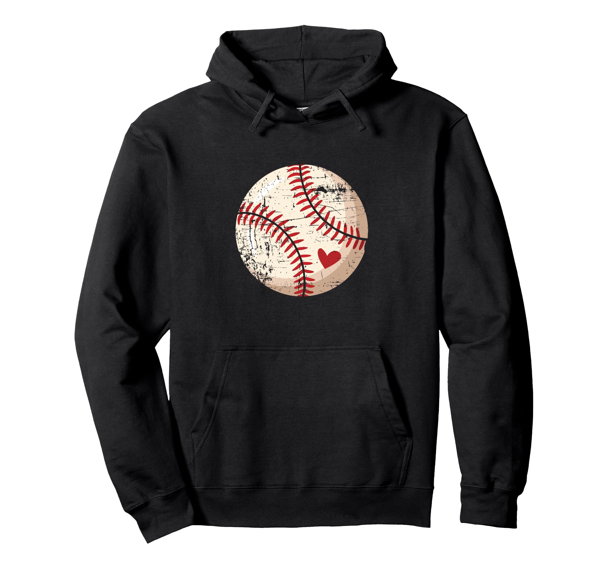 Distressed Baseball Heart Trendy Sports Hoodie - Custom Art Print Men Women - T-Shirt, Sweatshirt, Hoodie