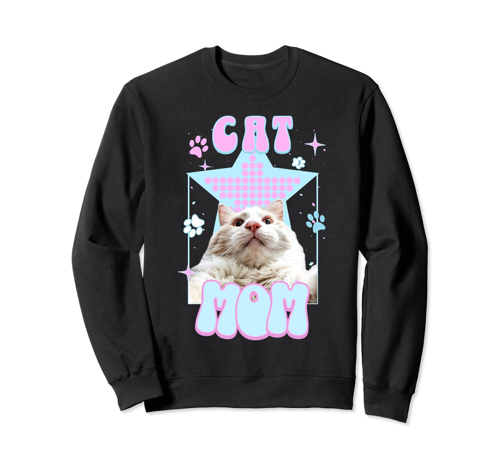 Cat Mom Y2K Harajuku Aesthetic Sweatshirt - Fun Novelty Design for Adults - T-Shirt, Sweatshirt, Hoodie