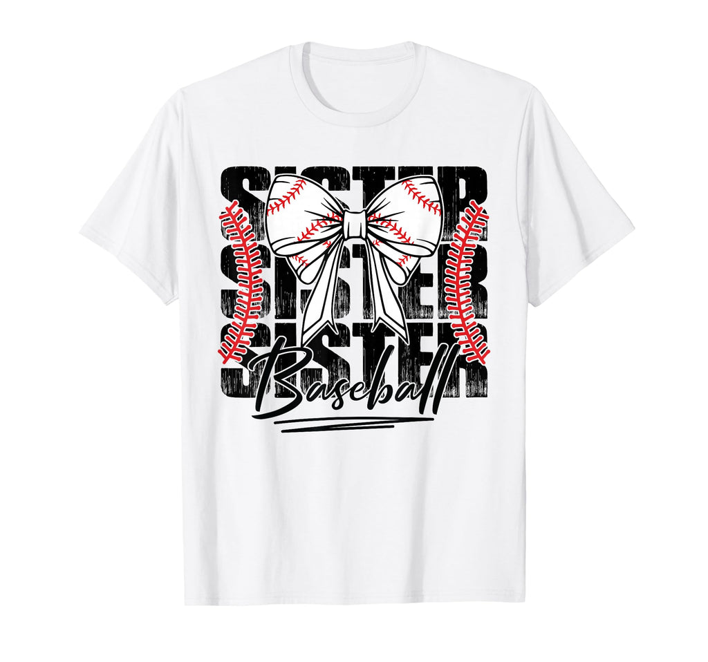 Baseball Sister Coquette Bow Game Day T-Shirt - Novelty Apparel Men Women - T-Shirt, Sweatshirt, Hoodie