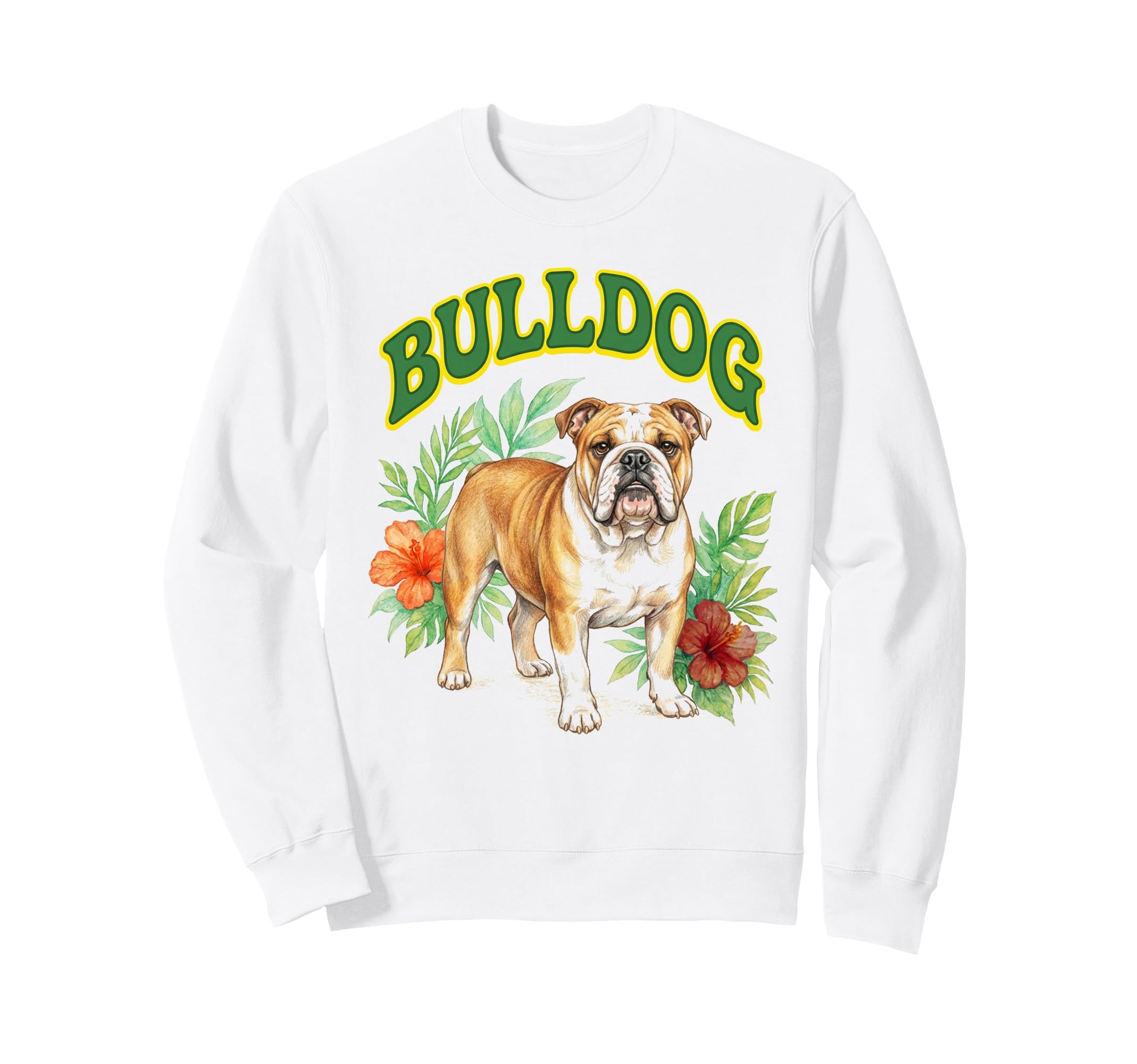 Bulldog Groovy Floral Watercolor Boho Sweatshirt - Minimalist Print Unisex - T-Shirt, Sweatshirt, Hoodie