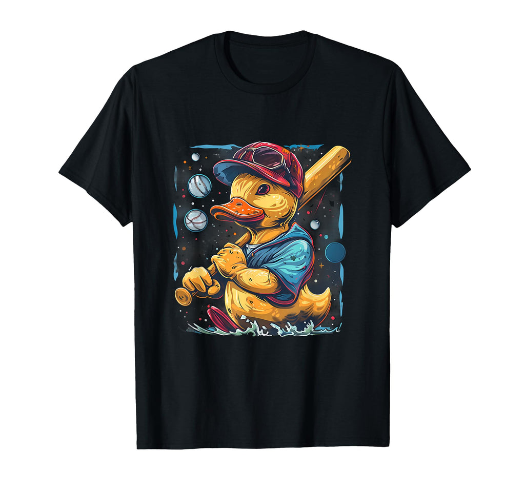Rubber Duck Baseball Player Space T-Shirt - Fun Novelty Design for Adults - T-Shirt, Sweatshirt, Hoodie