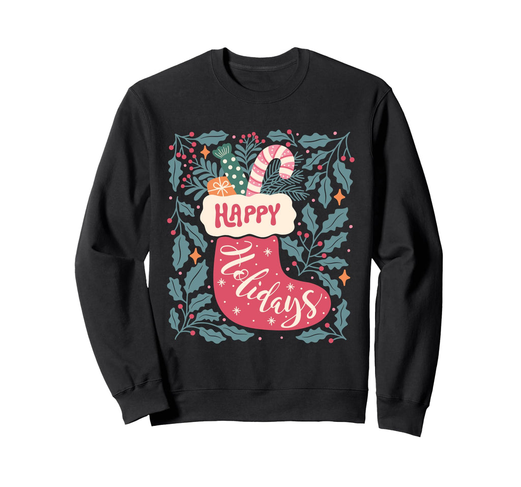 Boho Happy Holidays Stocking Candy Sweatshirt - Custom Art Print Men Women - T-Shirt, Sweatshirt, Hoodie