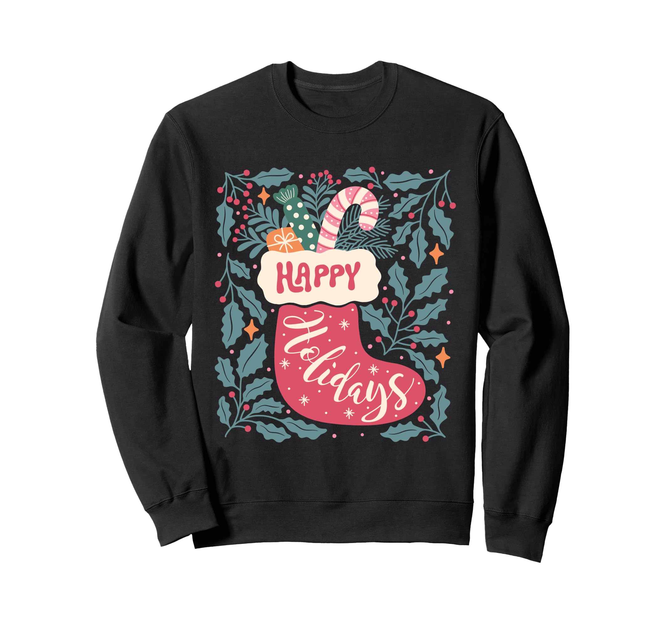 Boho Happy Holidays Stocking Candy Sweatshirt - Custom Art Print Men Women - T-Shirt, Sweatshirt, Hoodie