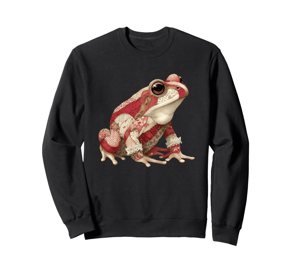 Whimsical Patchwork Frog Sweatshirt - Novelty Apparel Men Women - T-Shirt, Sweatshirt, Hoodie