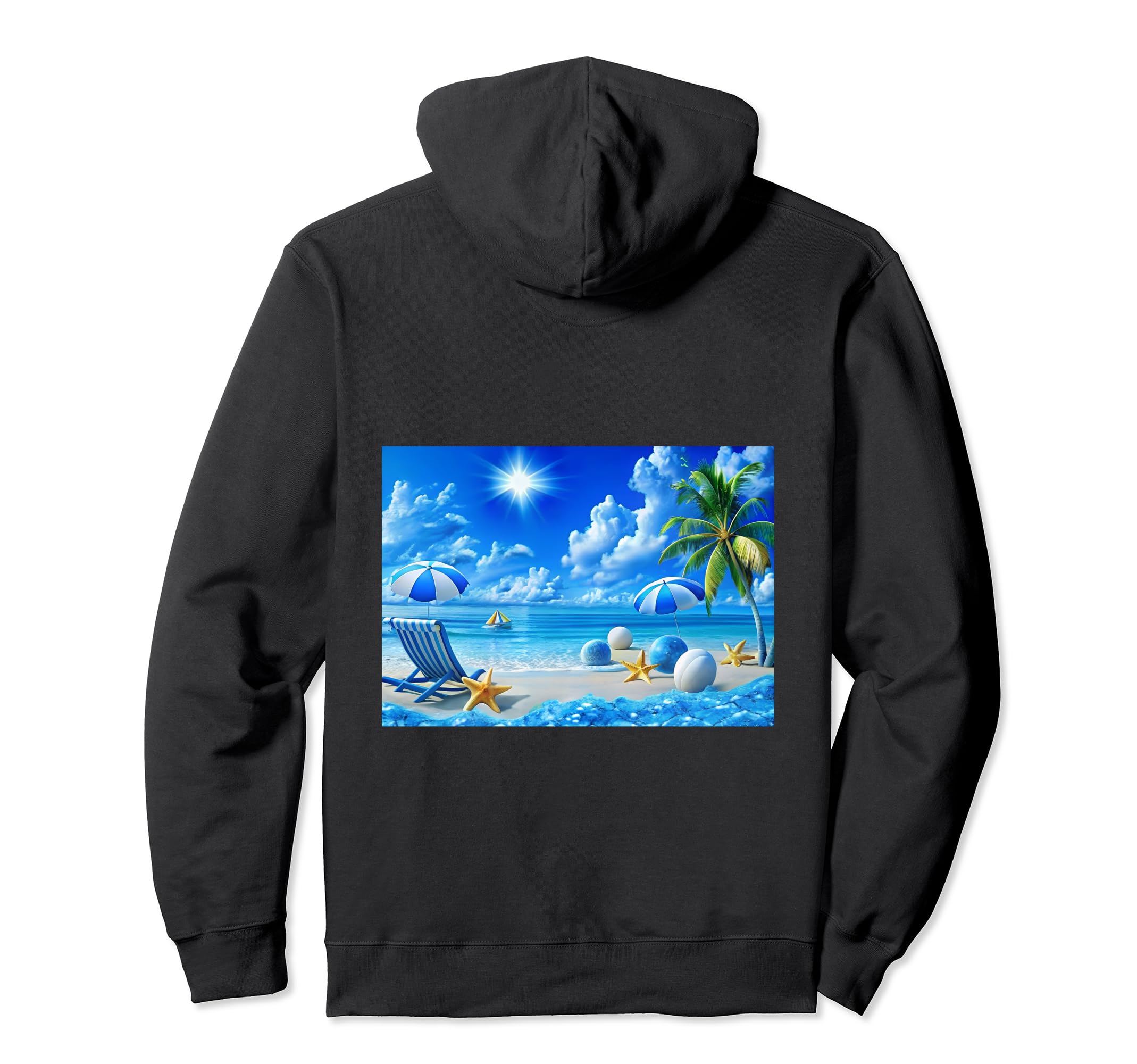 Frutiger Aero Beach Y2K Aesthetic Palm Hoodie - Graphic Print Men Women - T-Shirt, Sweatshirt, Hoodie