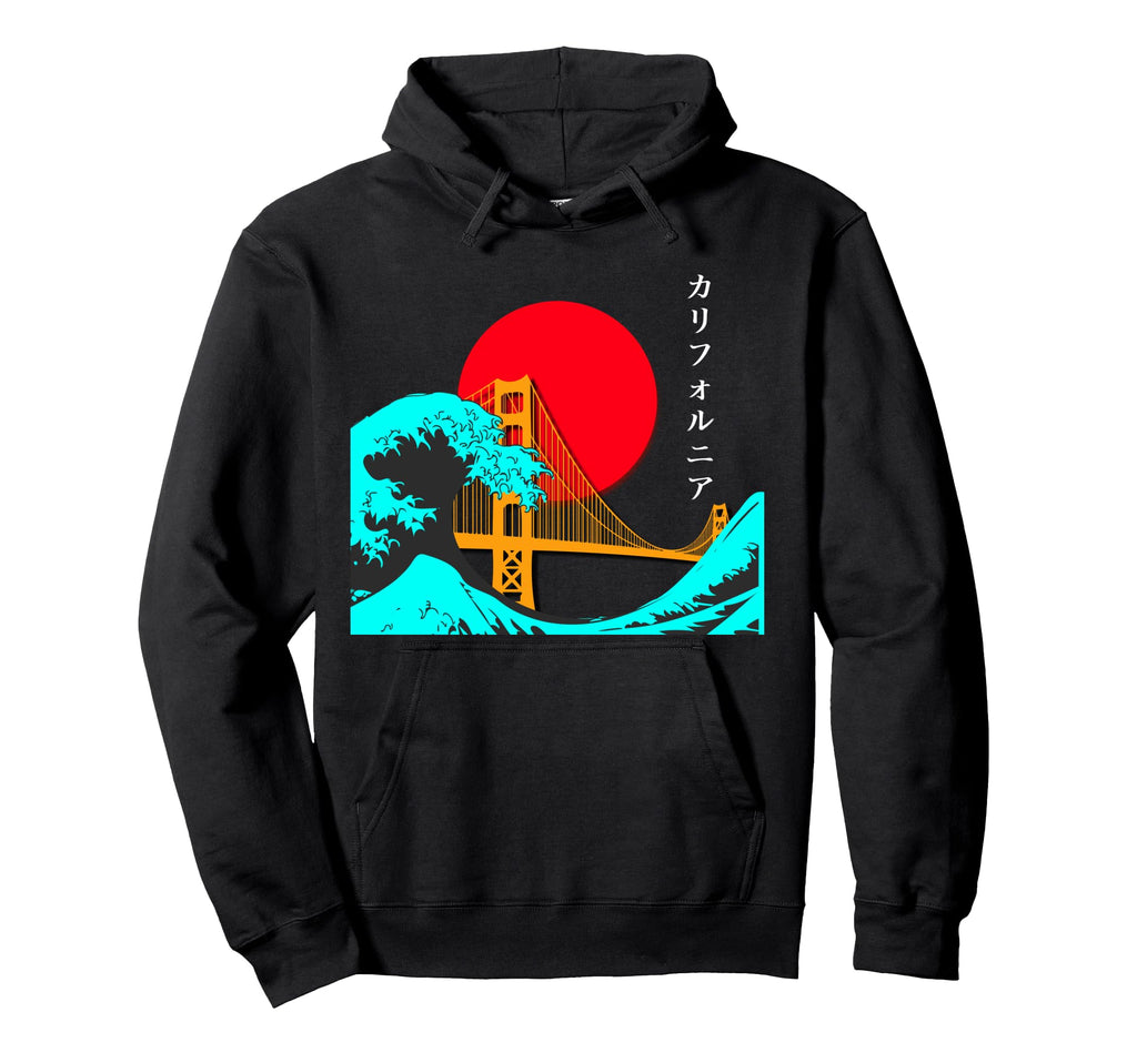 Vaporwave Aesthetic Japan Golden Gate Hoodie - Unique Graphic for Adults - T-Shirt, Sweatshirt, Hoodie