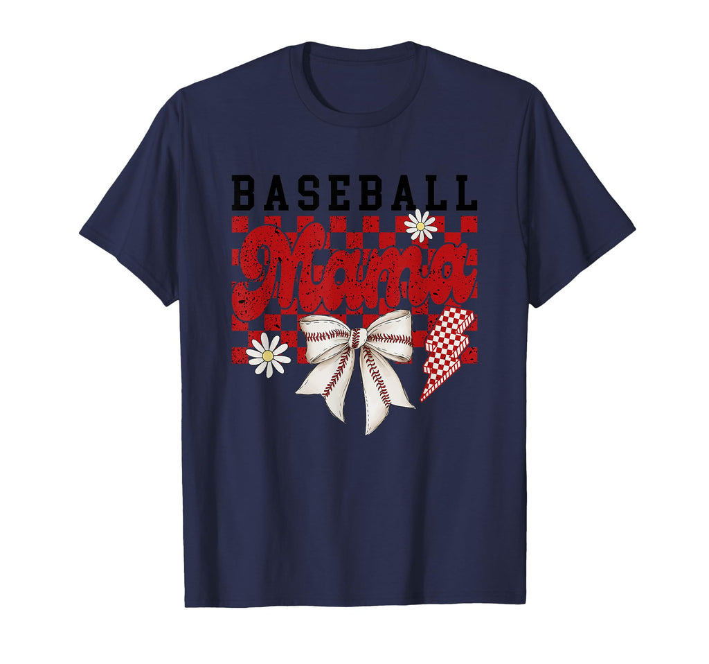 Baseball Mama Checkered Daisy T-Shirt - Fun Novelty Design Unisex - T-Shirt, Sweatshirt, Hoodie