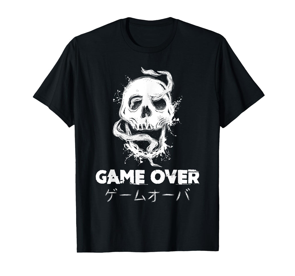 Game Over Skull Japanese Kanji Vaporwave T-Shirt - Graphic Print Unisex - T-Shirt, Sweatshirt, Hoodie