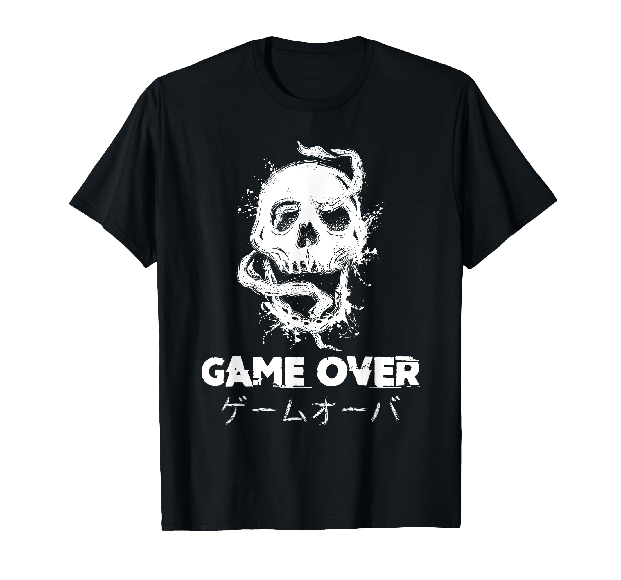 Game Over Skull Japanese Kanji Vaporwave T-Shirt - Graphic Print Unisex - T-Shirt, Sweatshirt, Hoodie