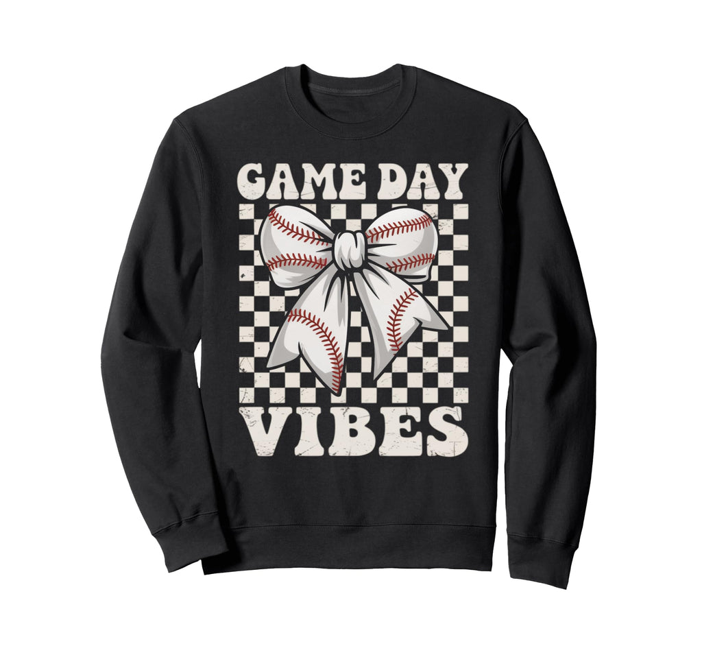 Game Day Vibes Coquette Bow Baseball Sweatshirt - Novelty Apparel Unisex - T-Shirt, Sweatshirt, Hoodie