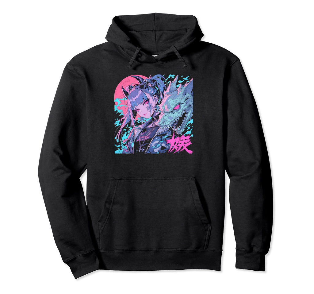 Goth Grunge Demon Anime Waifu Horror Hoodie - Aesthetic Graphic for Adults - T-Shirt, Sweatshirt, Hoodie