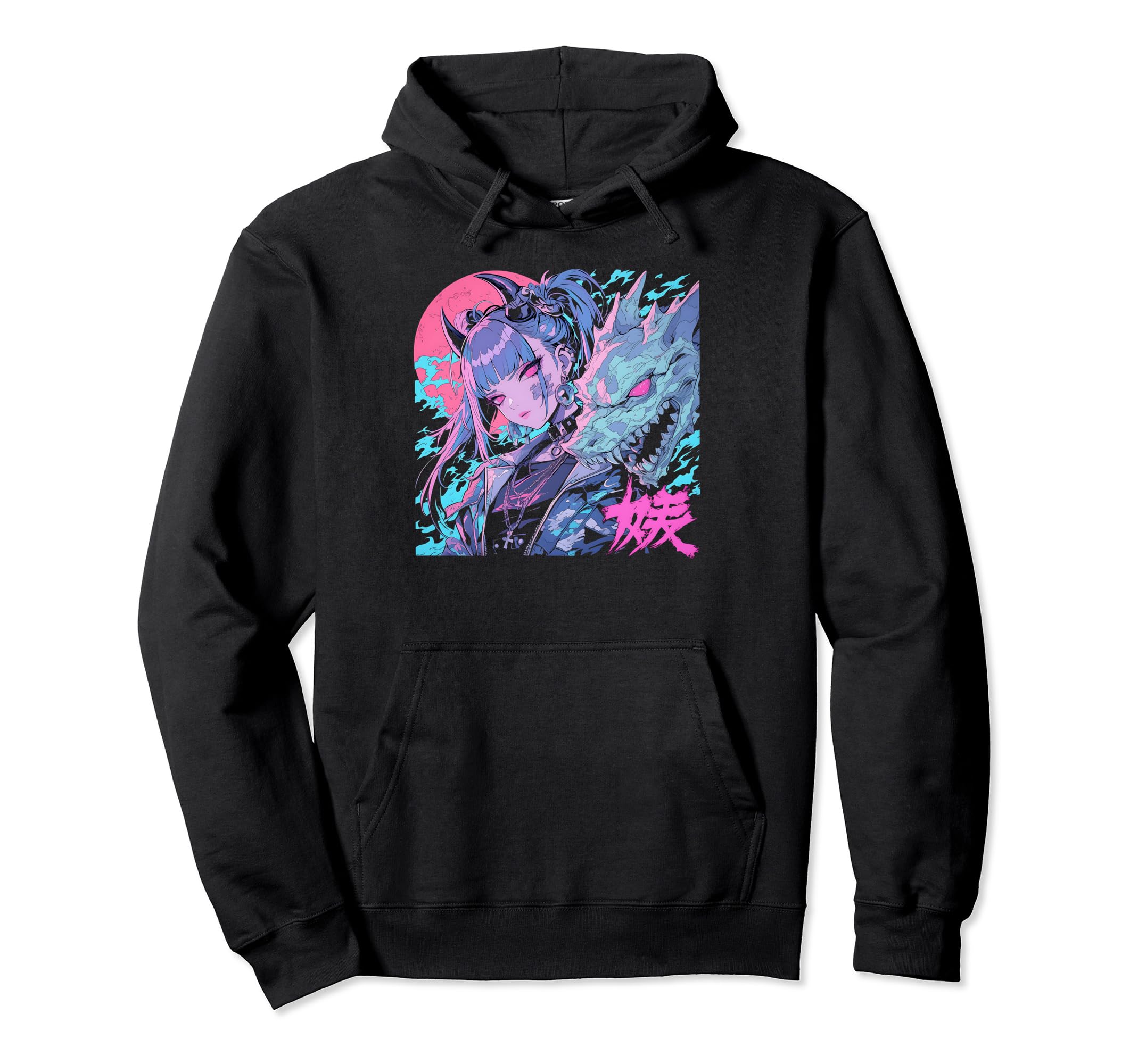 Goth Grunge Demon Anime Waifu Horror Hoodie - Aesthetic Graphic for Adults - T-Shirt, Sweatshirt, Hoodie