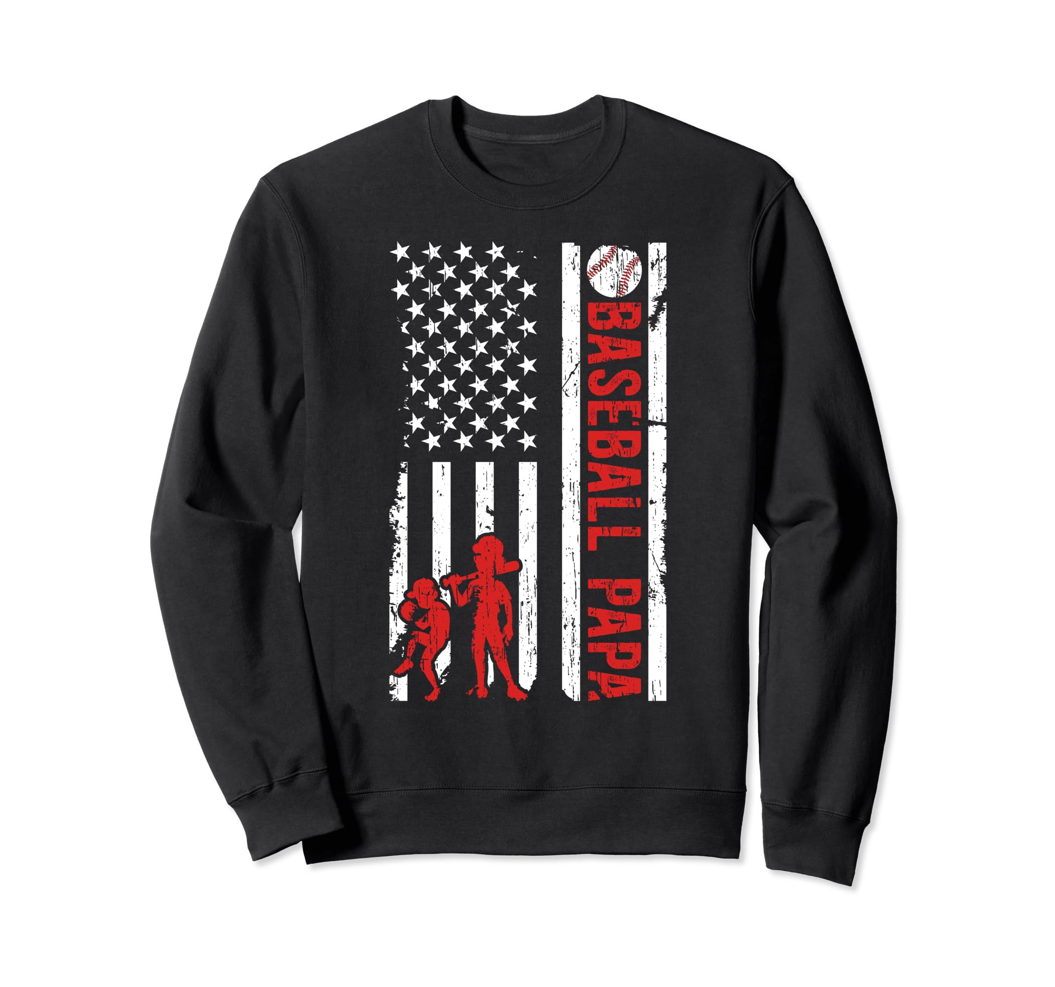 Baseball Papa Grandpa Us Flag Sweatshirt - Aesthetic Graphic Men Women - T-Shirt, Sweatshirt, Hoodie