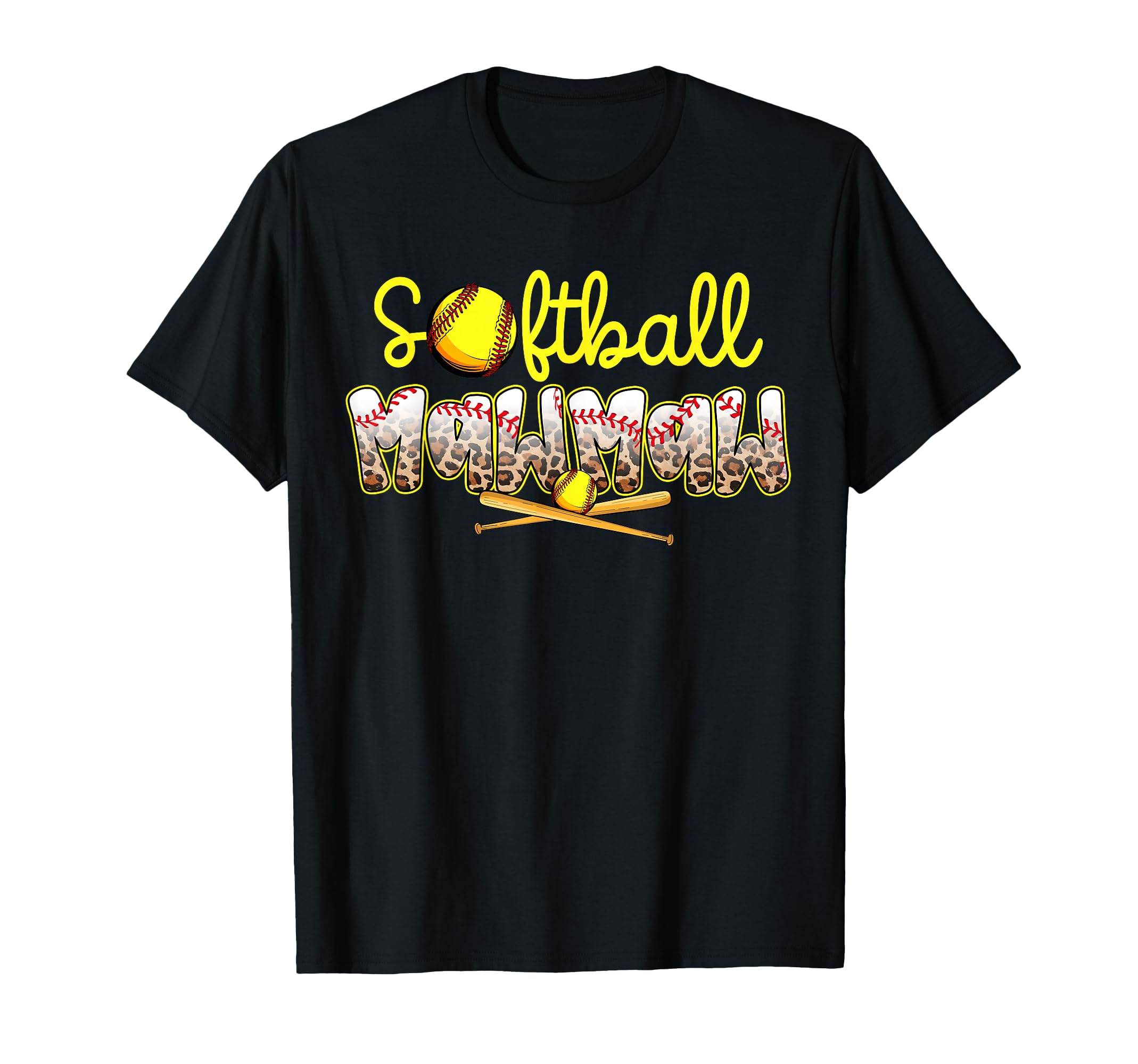Softball Mawmaw Leopard Mothers T-Shirt - Casual Everyday Wear for Adults - T-Shirt, Sweatshirt, Hoodie