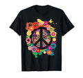 Peace Sign Colourful Flowers Hippie T-Shirt - Minimalist Print Men Women - T-Shirt, Sweatshirt, Hoodie