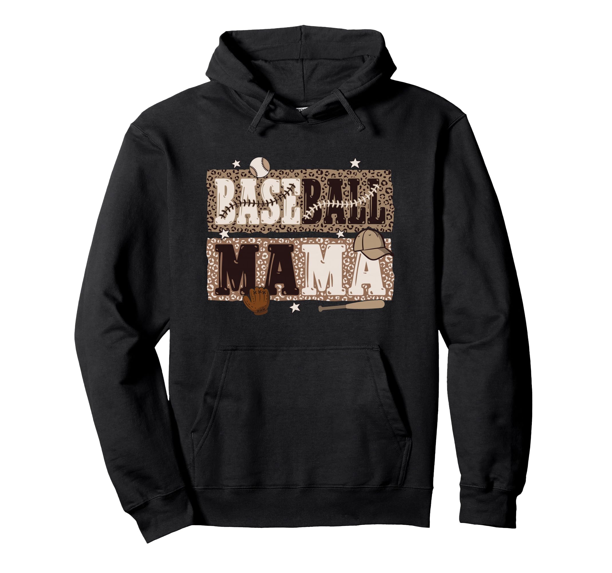 Baseball Mom Leopard Art Funny Baseball Hoodie - Novelty Apparel Men Women - T-Shirt, Sweatshirt, Hoodie