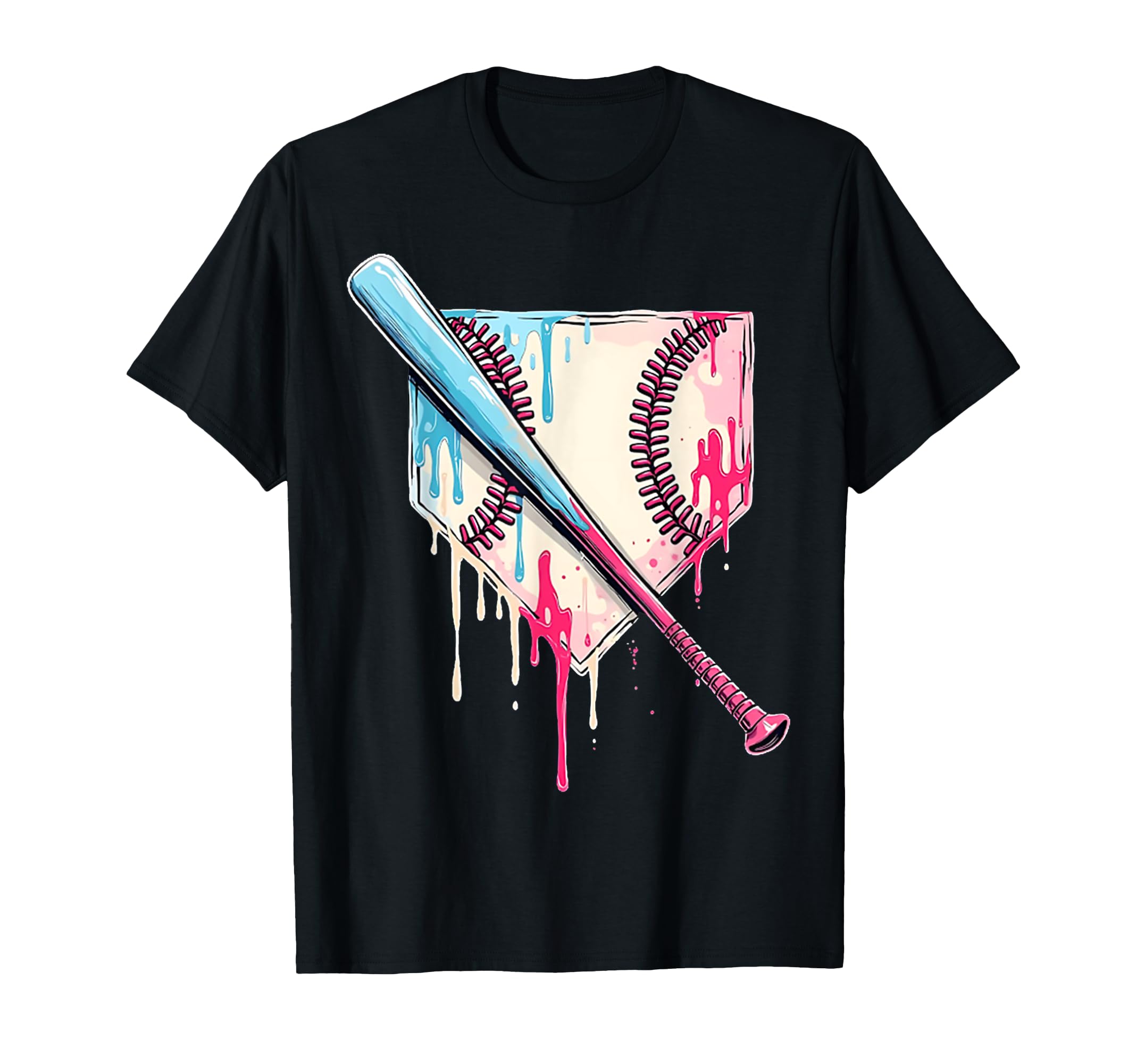Sport Baseball Home Plate Drip T-Shirt - Trendy Graphic Men Women - T-Shirt, Sweatshirt, Hoodie