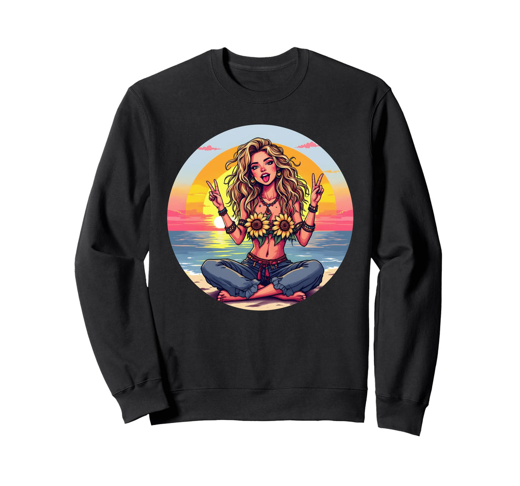 Peace Sunflower Love Boho Freedom Hippie Sweatshirt - Unique Graphic Unisex - T-Shirt, Sweatshirt, Hoodie