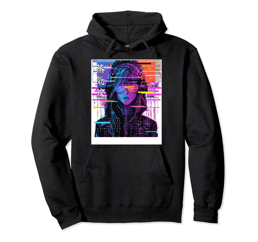 Vaporwave Glitch Japanese Cyberpop Hoodie - Custom Art Print for Adults - T-Shirt, Sweatshirt, Hoodie