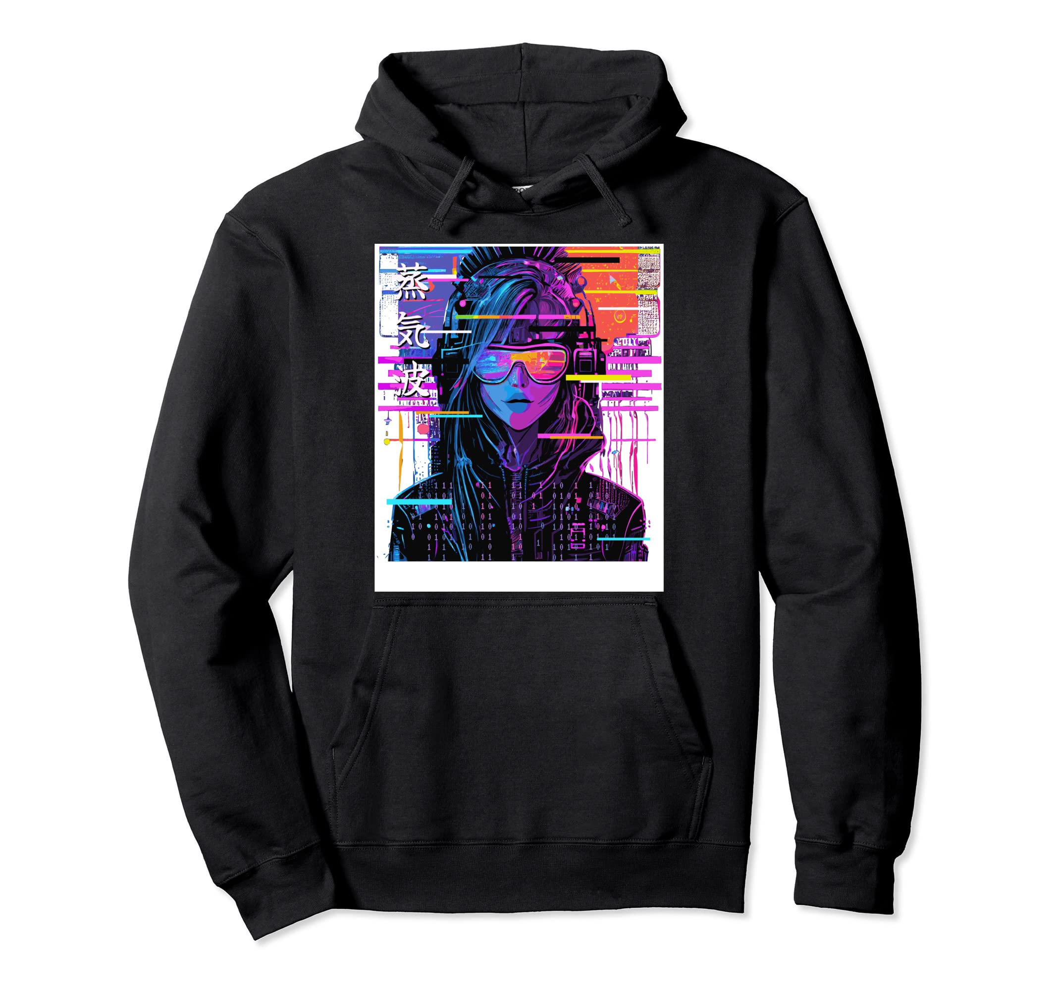 Vaporwave Glitch Japanese Cyberpop Hoodie - Custom Art Print for Adults - T-Shirt, Sweatshirt, Hoodie