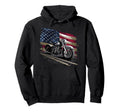 Motorcycle Distressed American Flag Hoodie - Novelty Apparel for Adults - T-Shirt, Sweatshirt, Hoodie