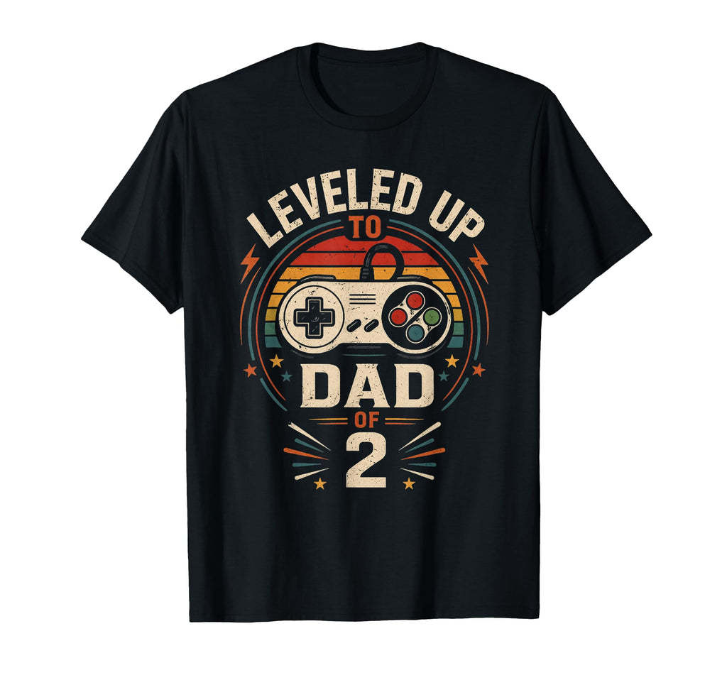 Funny Leveled Up To Dad 2 Gamers T-Shirt - Unique Graphic for Adults - T-Shirt, Sweatshirt, Hoodie