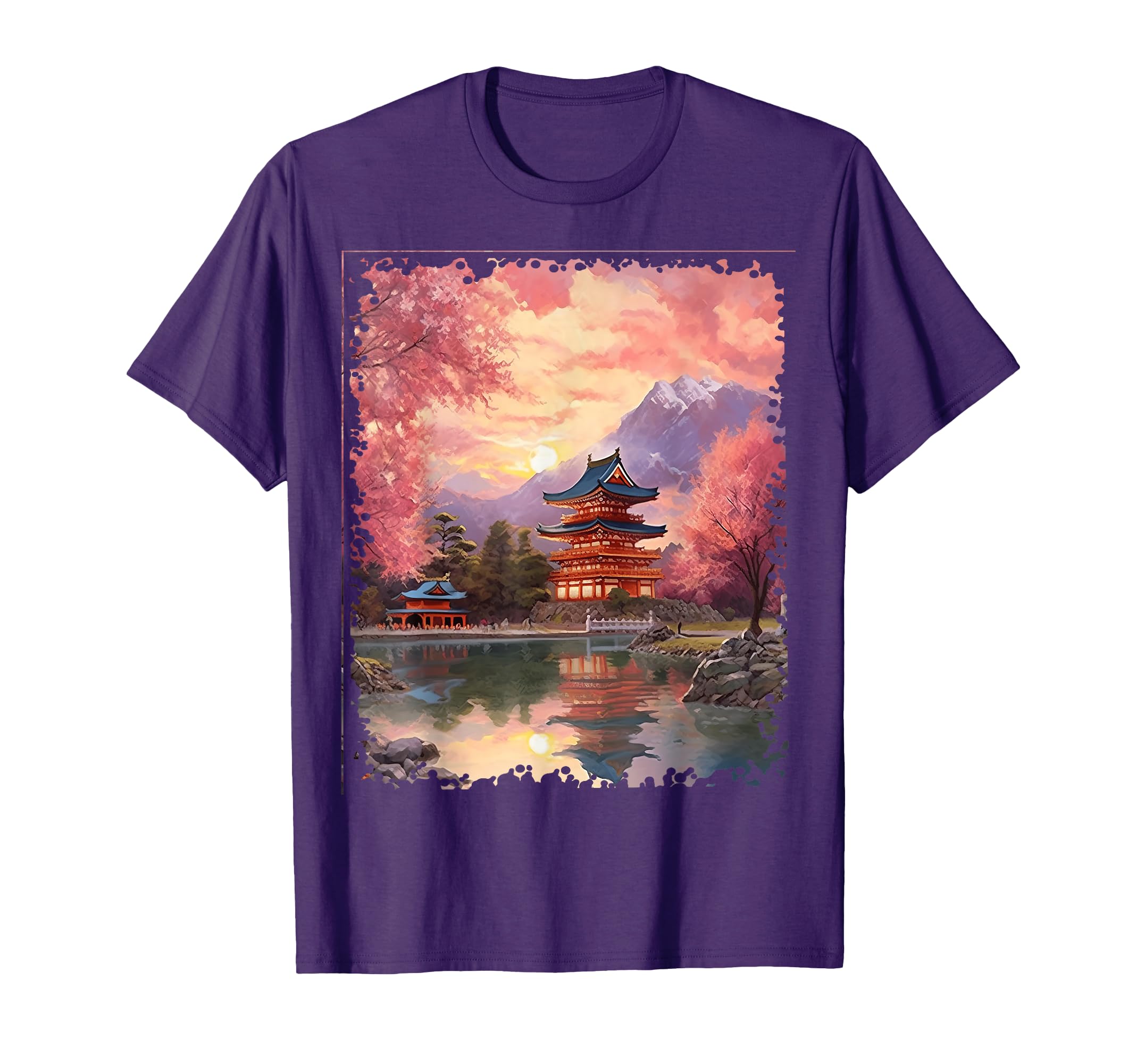 Japanese Flower Mountain View T-Shirt - Fun Novelty Design Men Women - T-Shirt, Sweatshirt, Hoodie