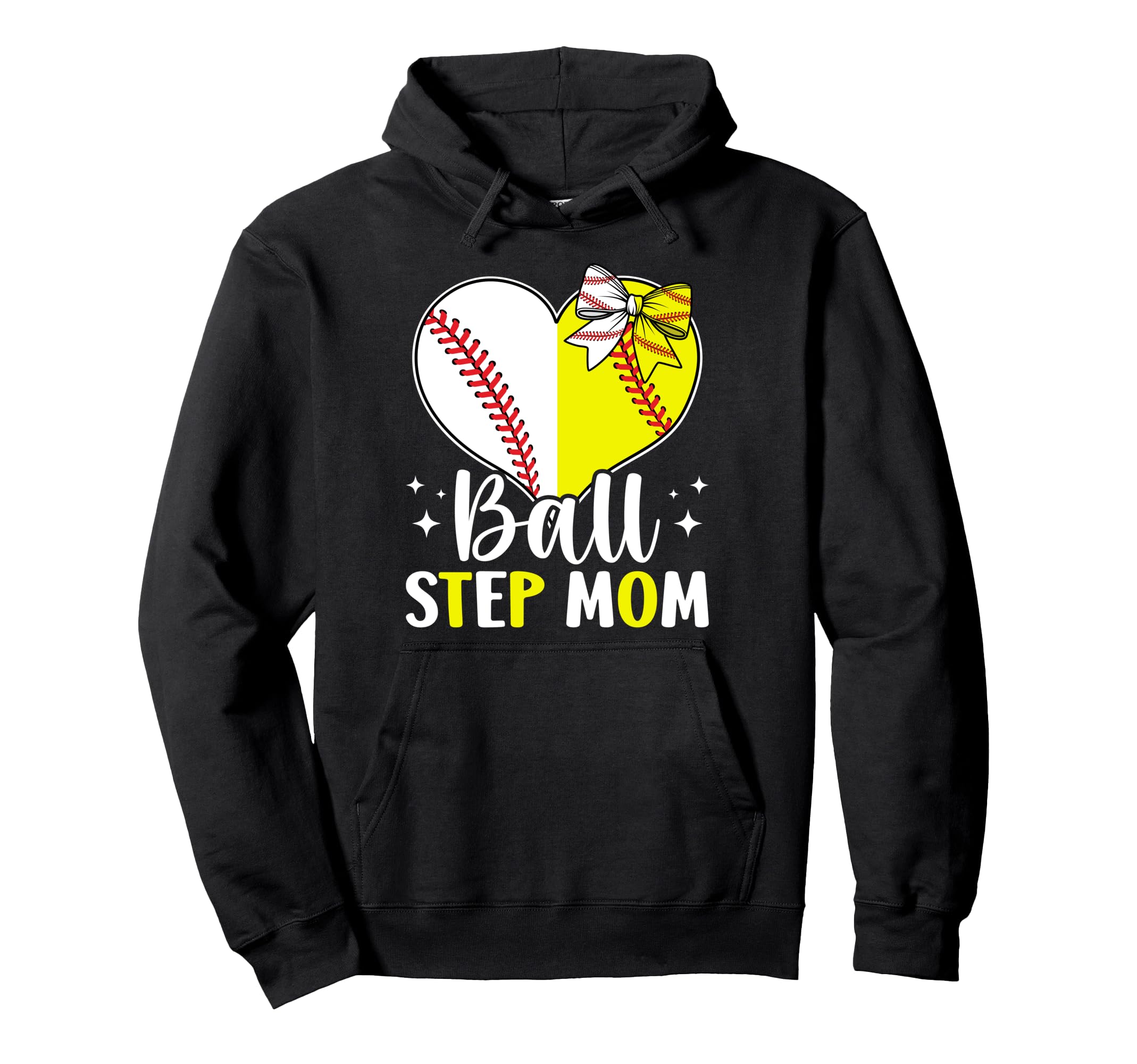 Ball Step Mom Heart Softball Baseball Hoodie - Custom Art Print Men Women - T-Shirt, Sweatshirt, Hoodie
