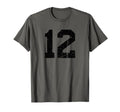 Number 12 Sport Black Distressed T-Shirt - Custom Art Print Men Women - T-Shirt, Sweatshirt, Hoodie