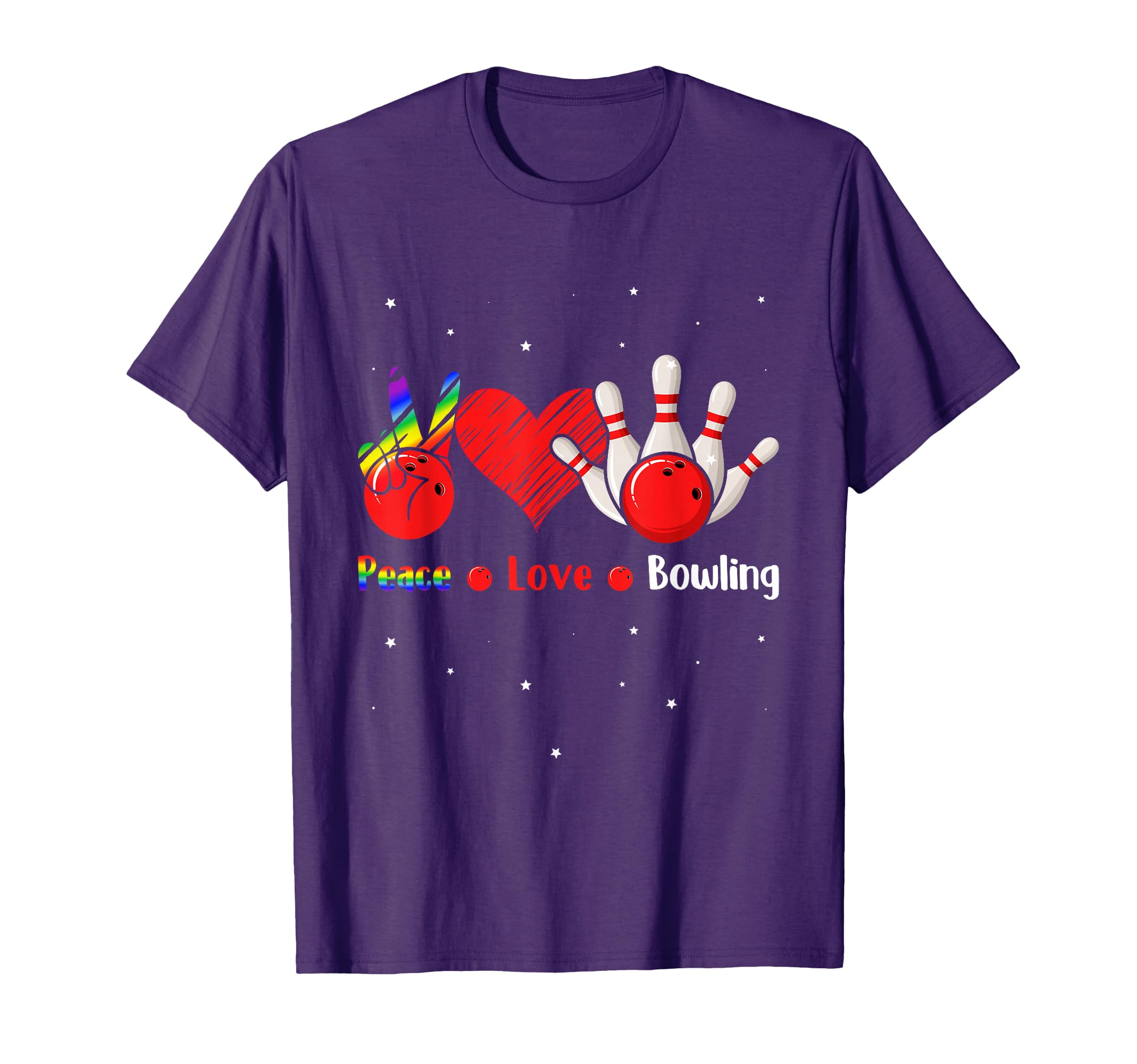 Peace Love Bowling Womens Bowling T-Shirt - Custom Art Print for Adults - T-Shirt, Sweatshirt, Hoodie