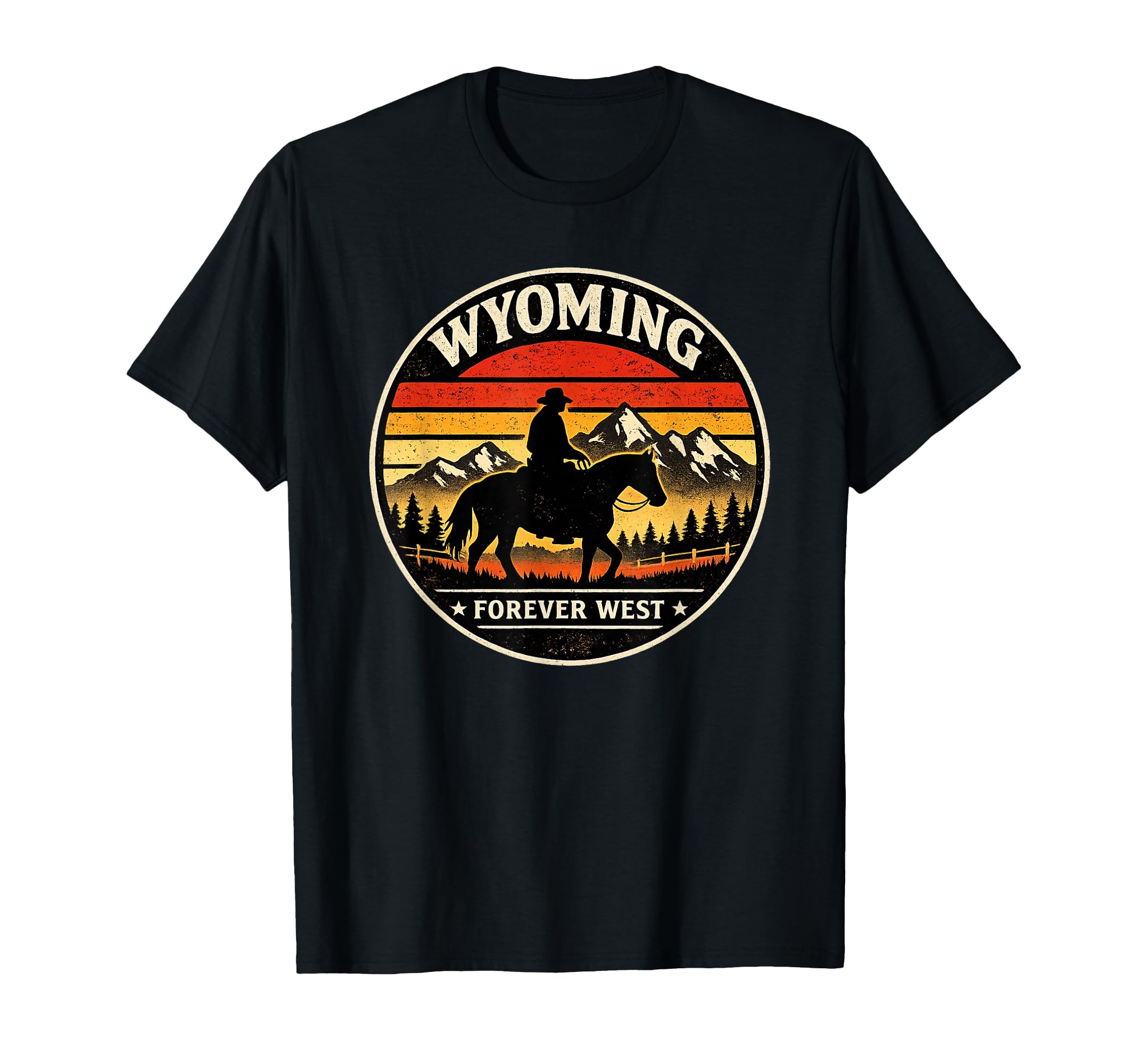 Wyoming Cowboy Horse Western Ranch T-Shirt - Aesthetic Graphic Men Women - T-Shirt, Sweatshirt, Hoodie