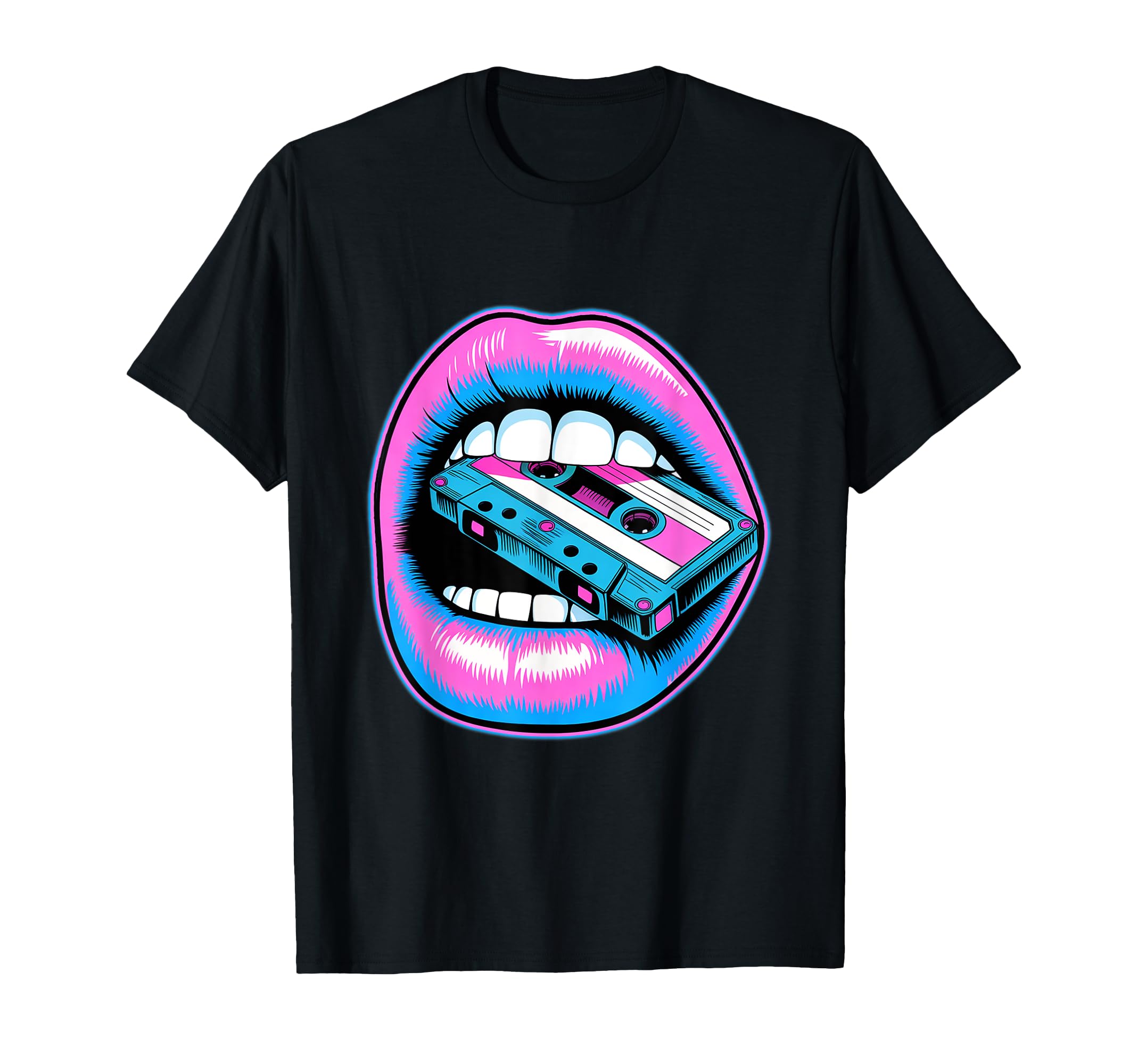 Nostalgic 80S Vibes Vibrant Lips And T-Shirt - Custom Art Print for Adults - T-Shirt, Sweatshirt, Hoodie