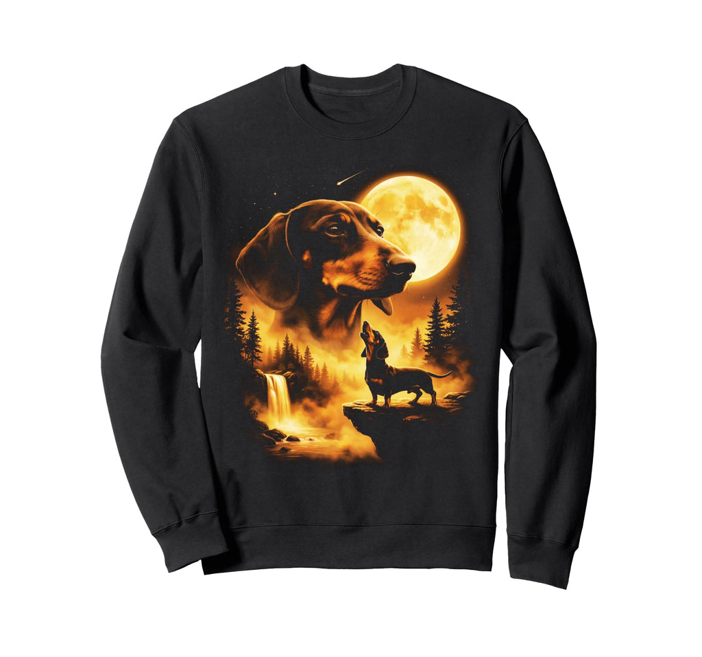 Dachshund Howling To Moon 90S Animal Sweatshirt - Graphic Print for Adults - T-Shirt, Sweatshirt, Hoodie
