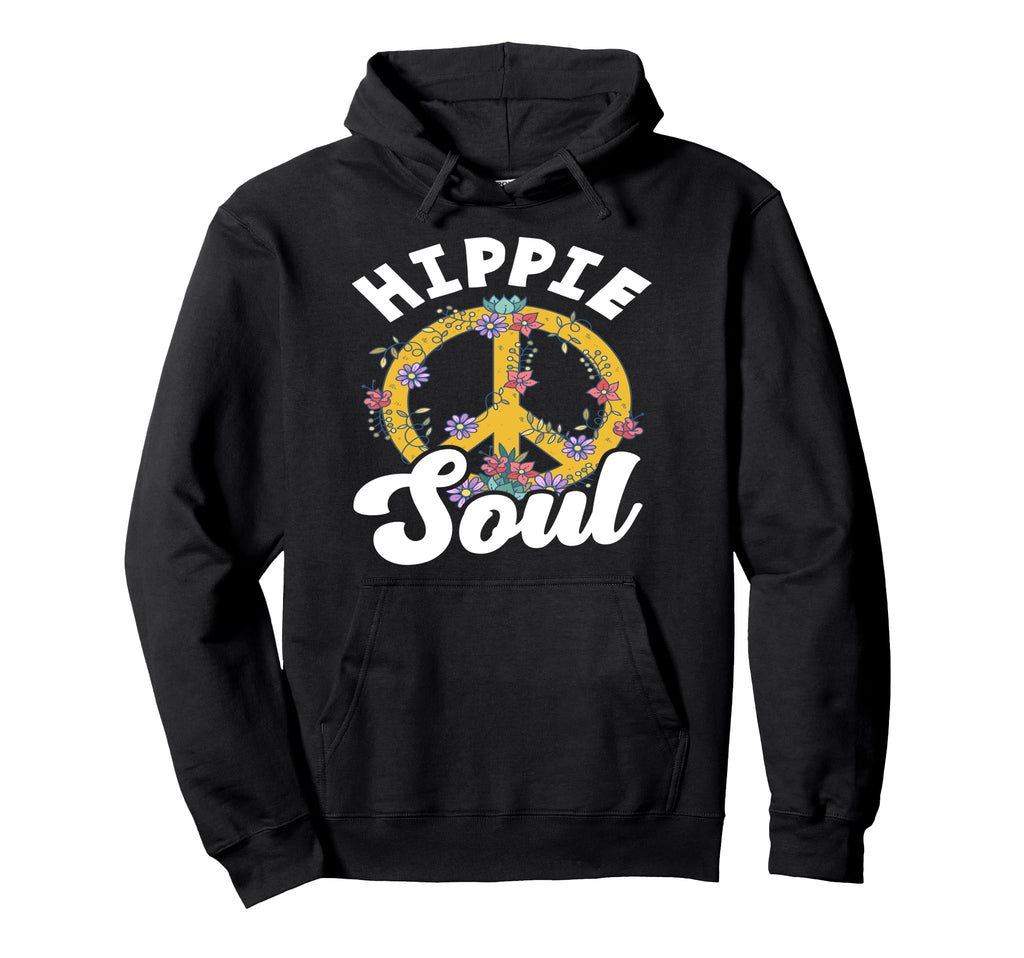 Hippie Soul Peace Sign Flowers Boho Spirit Hoodie - Graphic Print Men Women - T-Shirt, Sweatshirt, Hoodie