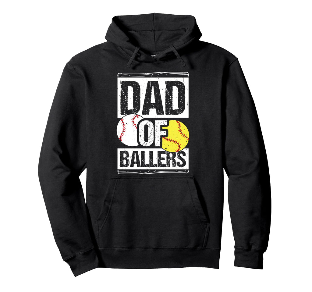 Dad Ballers Dad Baseball And Softball Hoodie - Novelty Apparel Unisex - T-Shirt, Sweatshirt, Hoodie