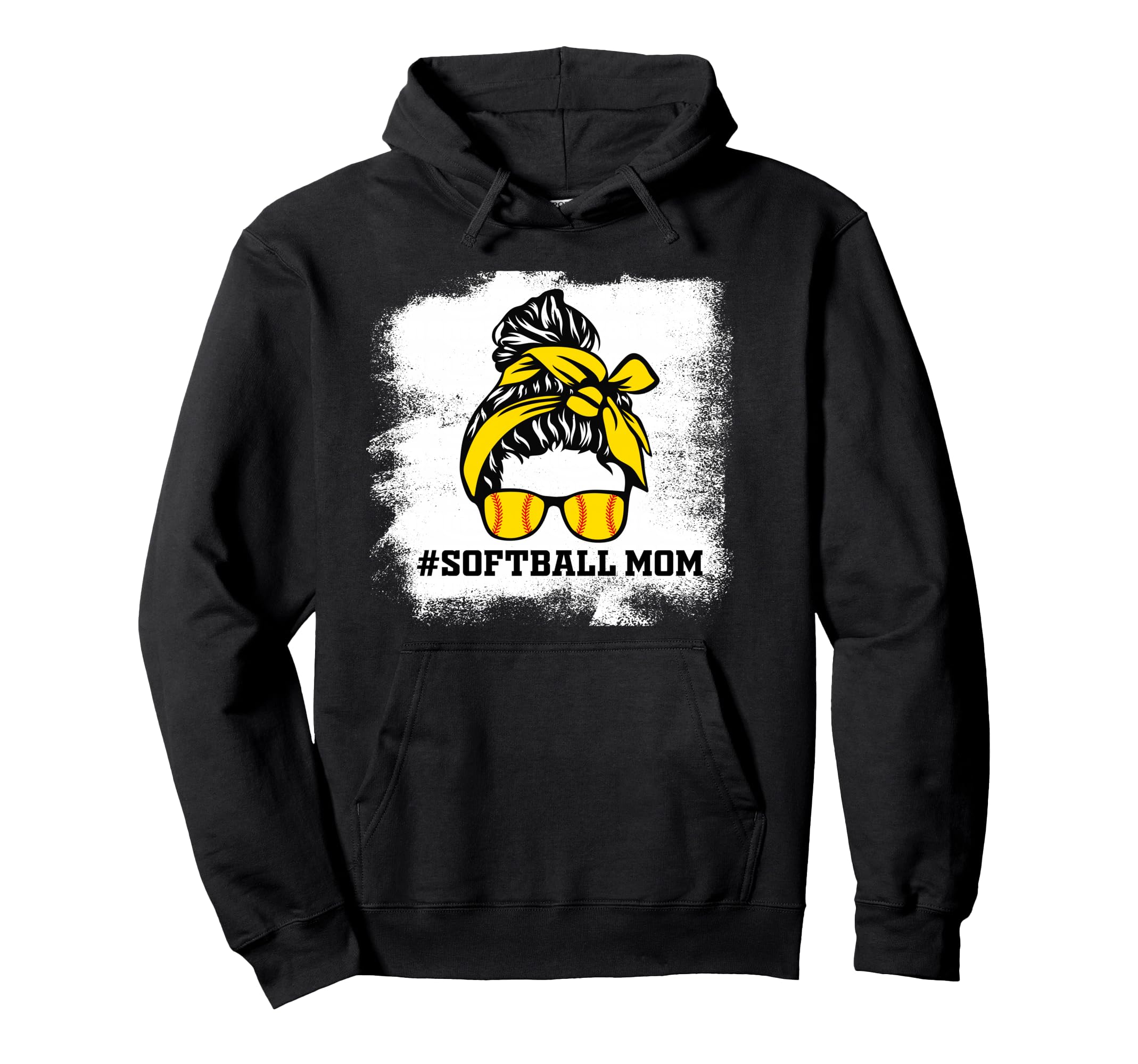 Messy Bun Softball Mom Life Hoodie - Fun Novelty Design for Adults - T-Shirt, Sweatshirt, Hoodie