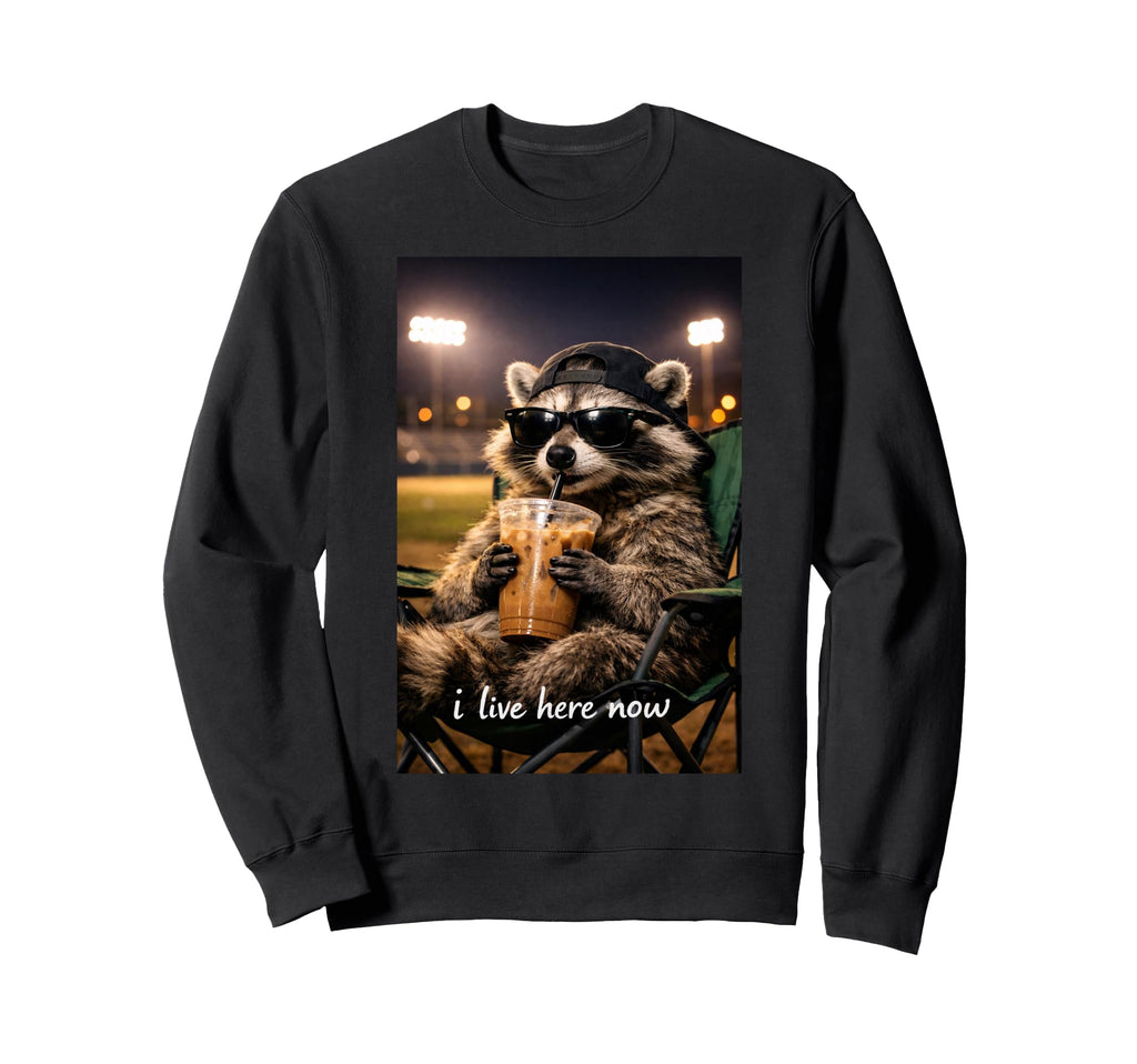 Funny Raccoon Ballfield Sweatshirt - Casual Everyday Wear for Adults - T-Shirt, Sweatshirt, Hoodie