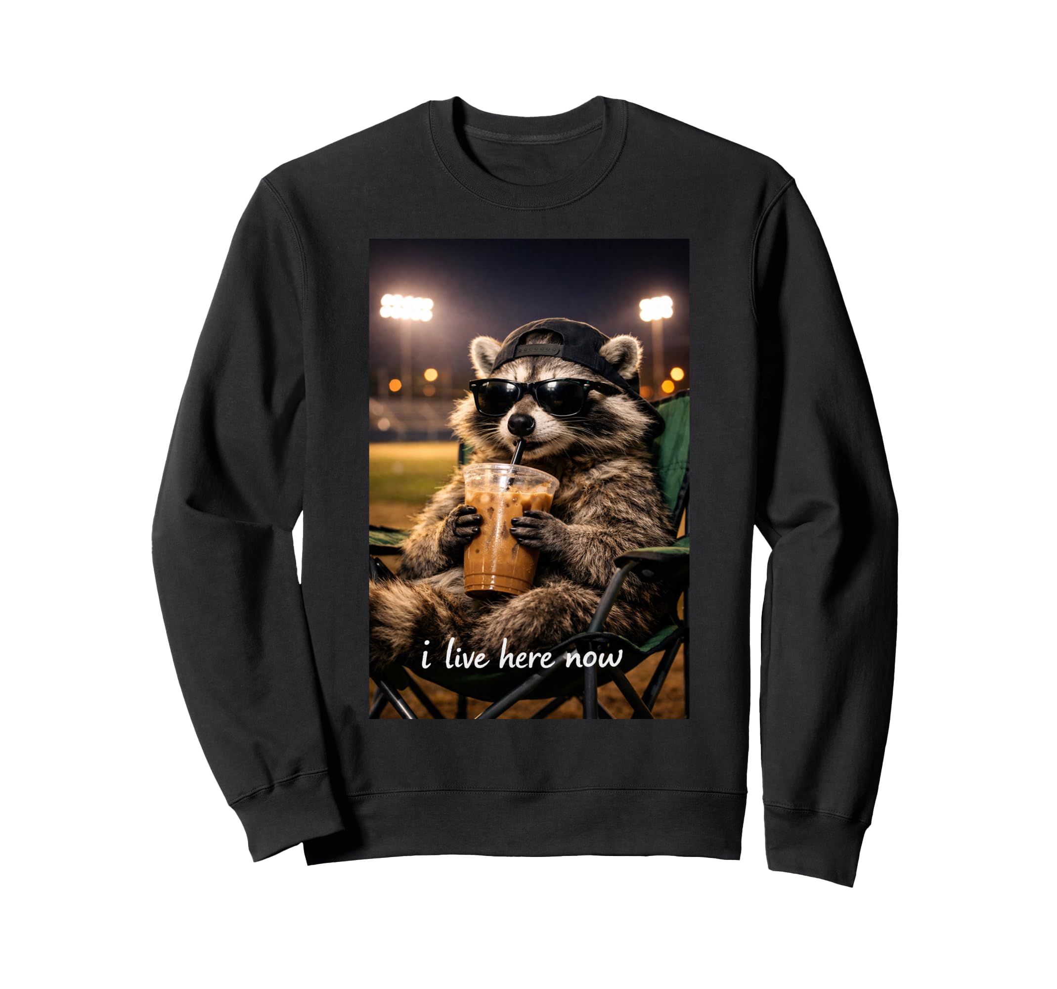 Funny Raccoon Ballfield Sweatshirt - Casual Everyday Wear for Adults - T-Shirt, Sweatshirt, Hoodie