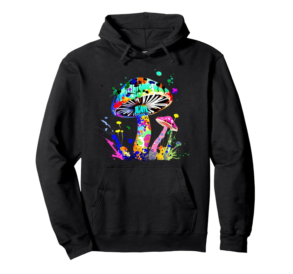 Colorful Mushroom Paint Splatter Fungi Hoodie - Unique Graphic Men Women - T-Shirt, Sweatshirt, Hoodie