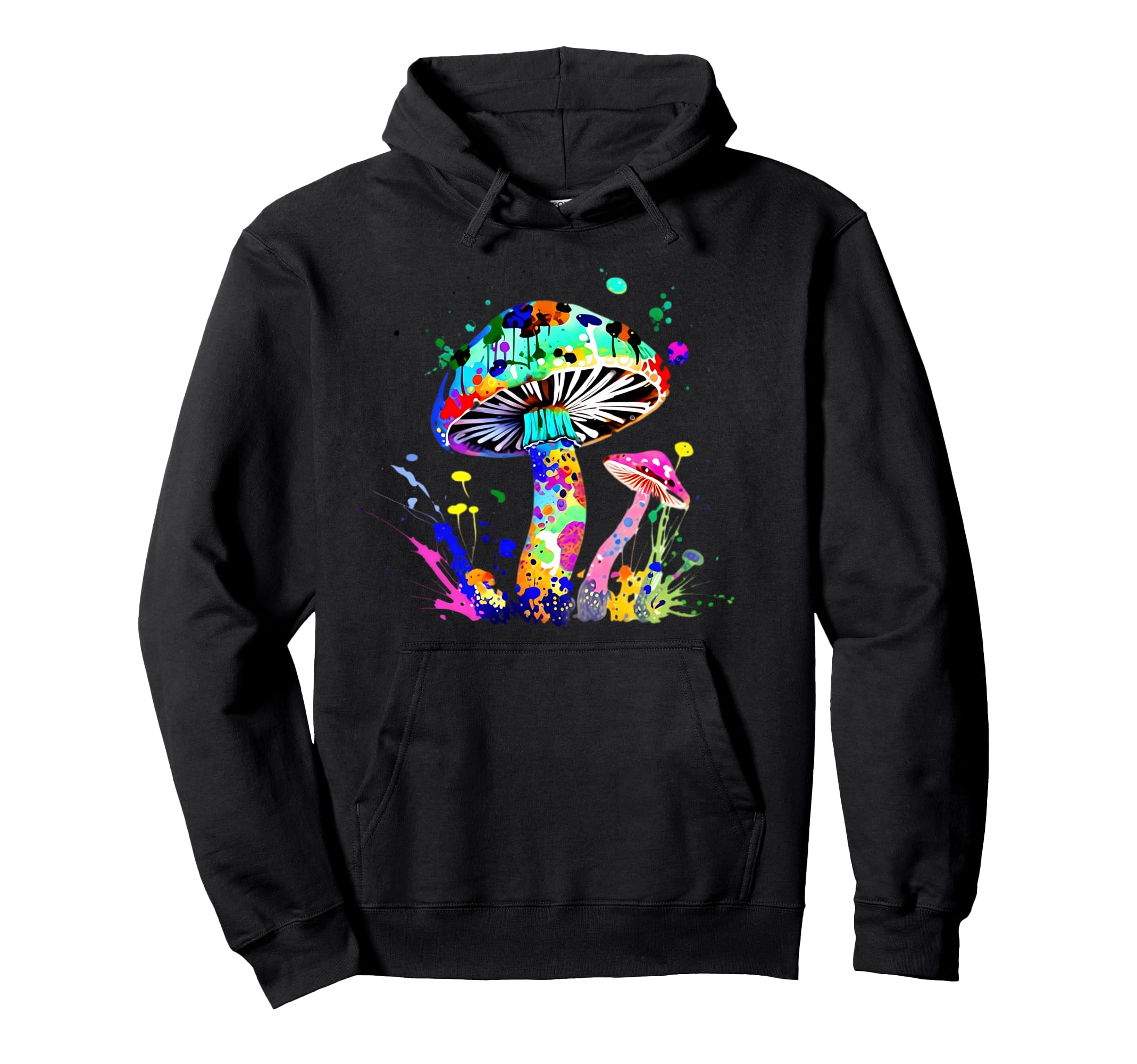 Colorful Mushroom Paint Splatter Fungi Hoodie - Unique Graphic Men Women - T-Shirt, Sweatshirt, Hoodie