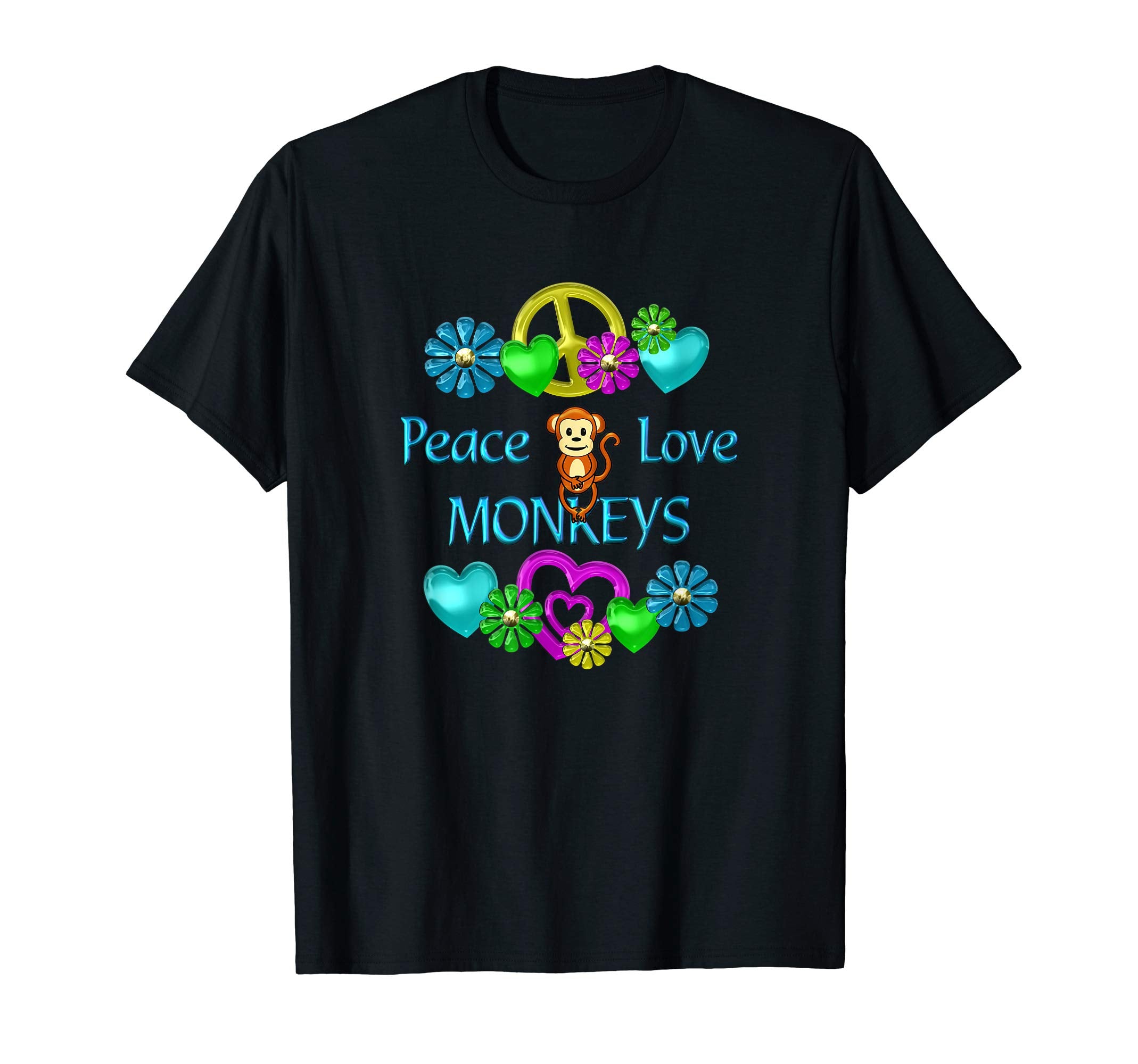 Peace Love Monkeys T-Shirt - Custom Art Print Men Women - T-Shirt, Sweatshirt, Hoodie