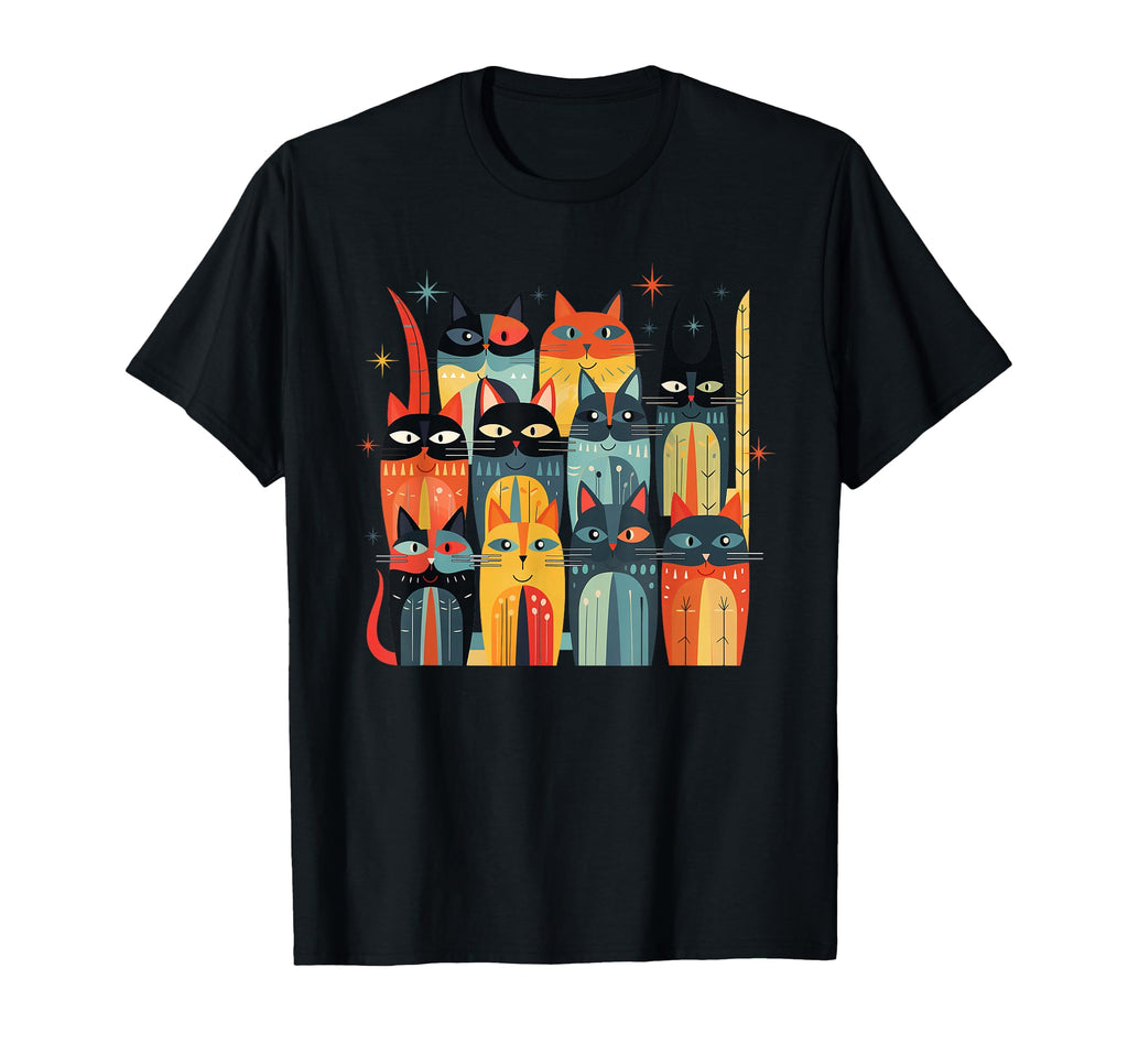 Mid Century Modern Cats 50S 60S T-Shirt - Aesthetic Graphic Unisex - T-Shirt, Sweatshirt, Hoodie