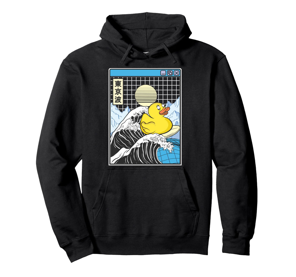 Rubber Duck Surfing Kanagawa Wave Hoodie - Custom Art Print Men Women - T-Shirt, Sweatshirt, Hoodie
