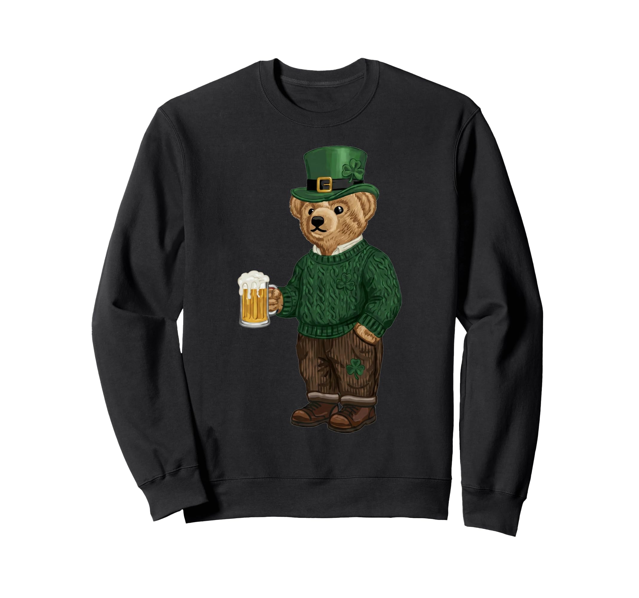 St Patricks Day Bear Y2K Lucky Sweatshirt - Aesthetic Graphic Men Women - T-Shirt, Sweatshirt, Hoodie