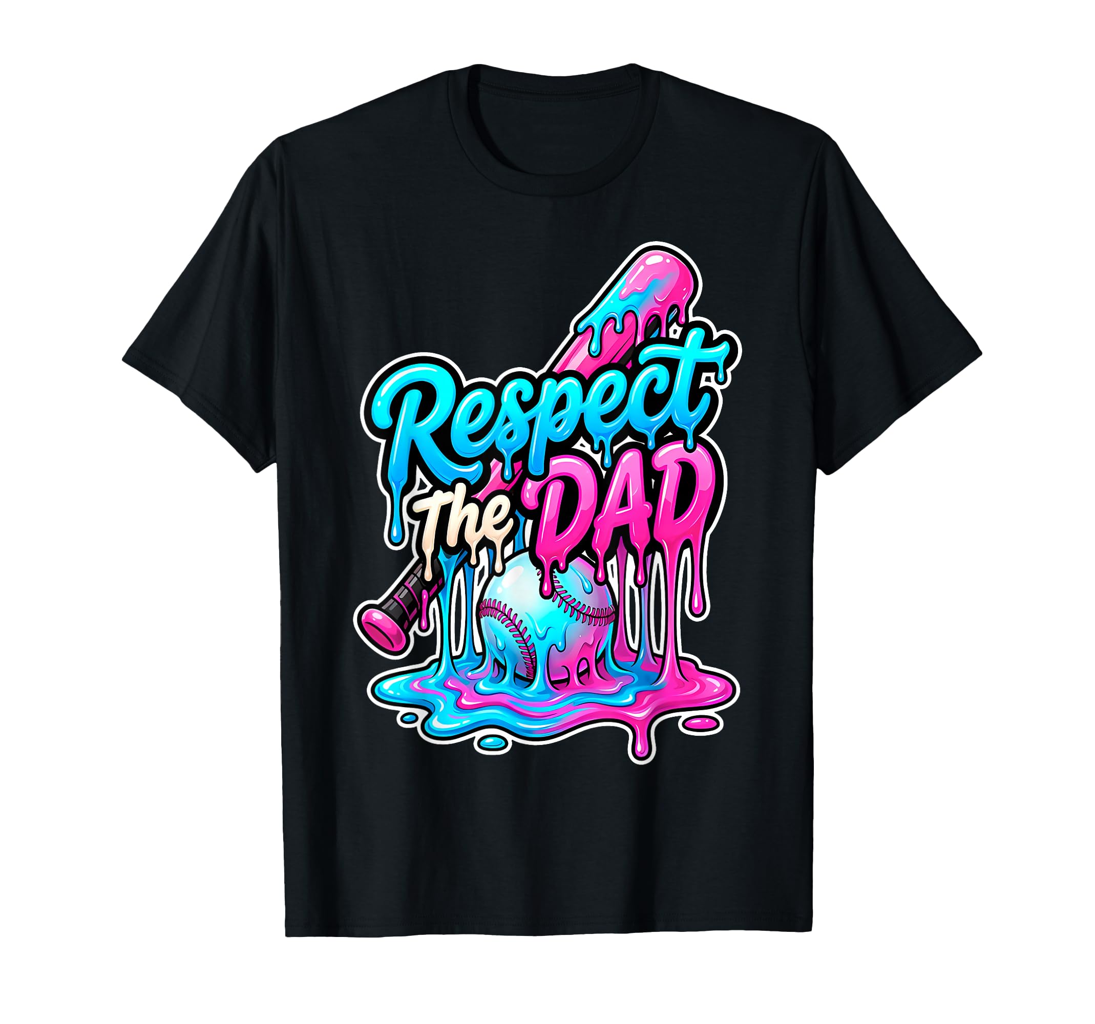 Respect Dad Ice Cream Drip Baseball T-Shirt - Graphic Print for Adults - T-Shirt, Sweatshirt, Hoodie